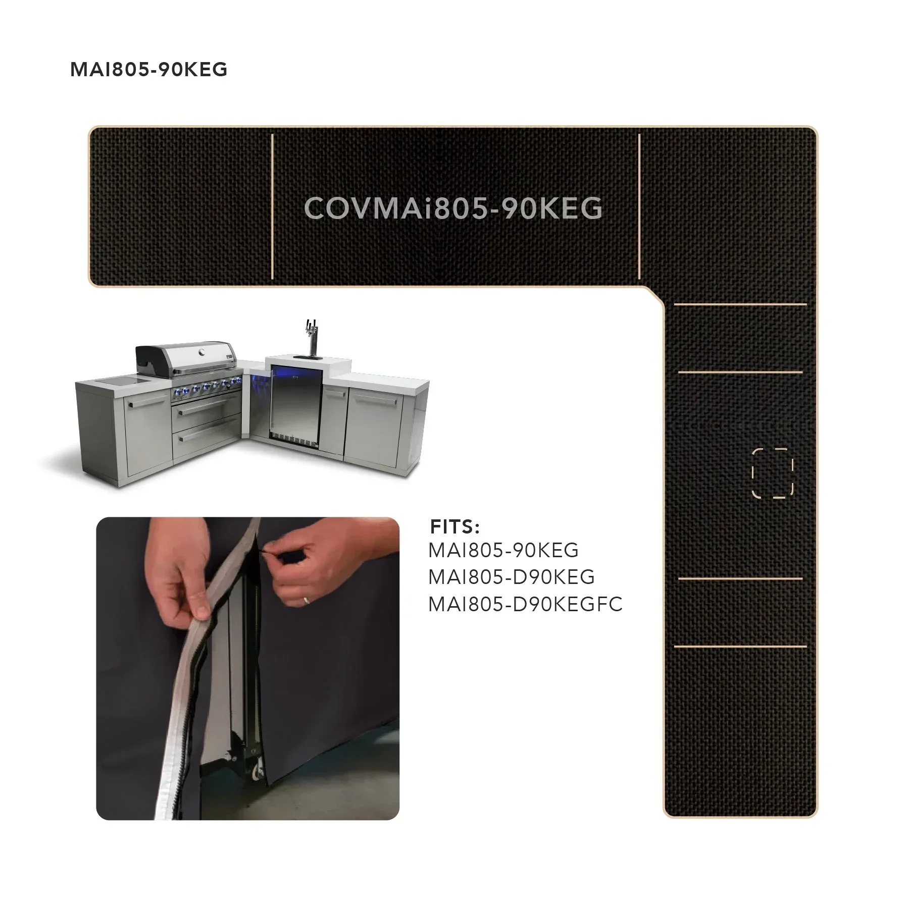 Mont Alpi COVMAi805-90KEG - Cover For 805 Island w/ 90-Degree Corner and Kegerator 