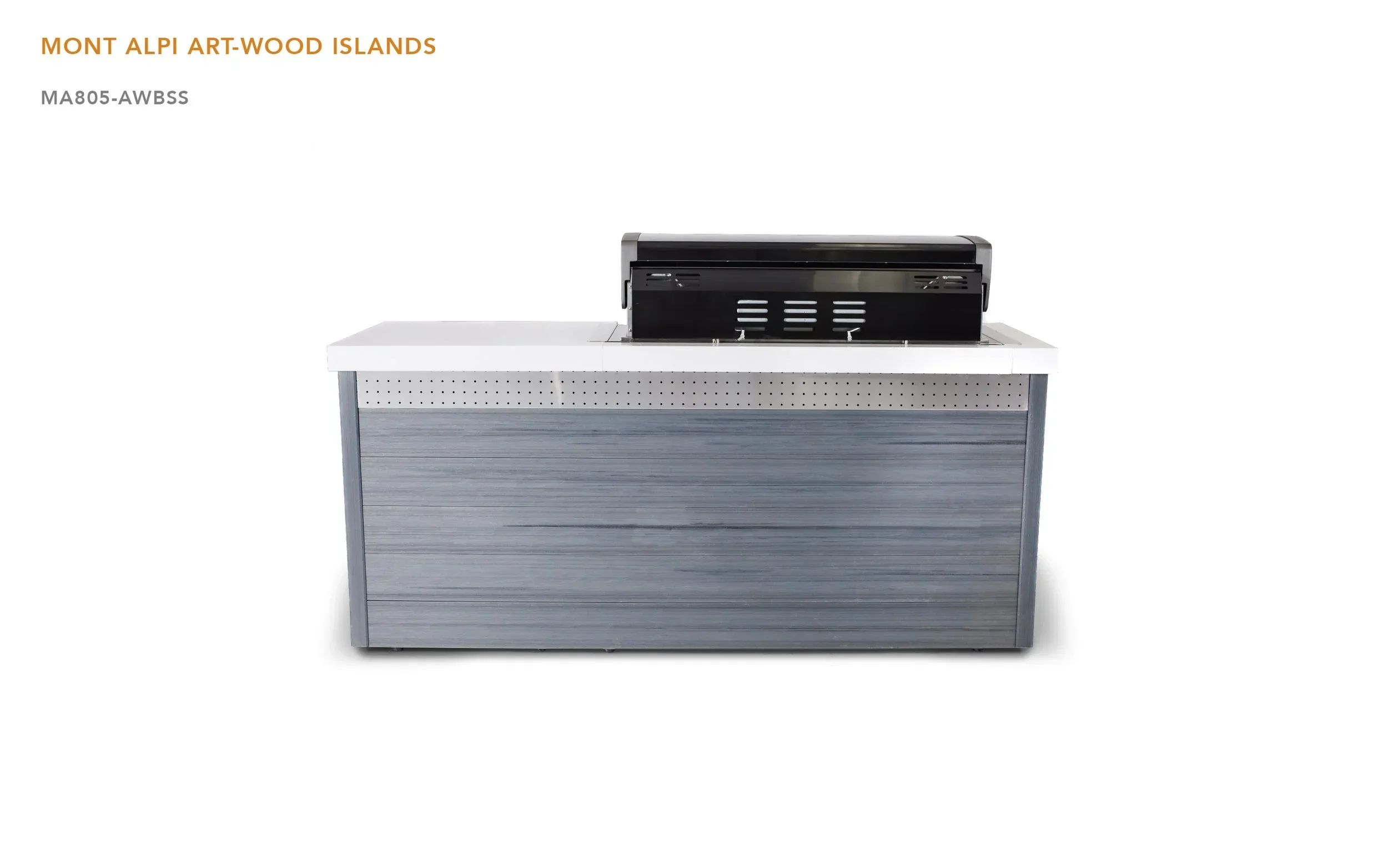 Mont Alpi Artwood Series MA805-AWBSS - 6.5 Ft Propane Outdoor Kitchen Island w/ 6-Burner Black Stainless Grill - Image 7