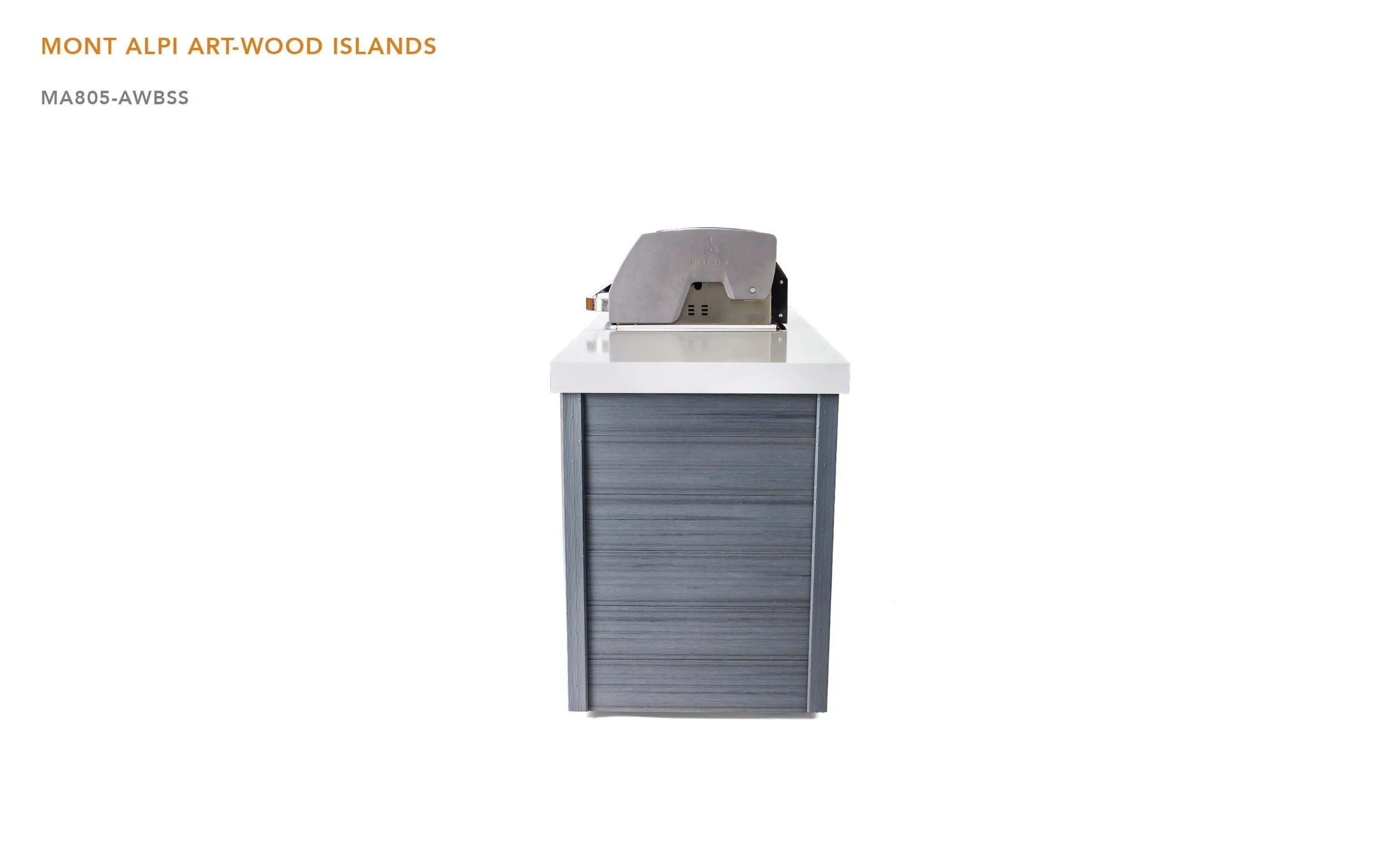 Mont Alpi Artwood Series MA805-AWBSS - 6.5 Ft Propane Outdoor Kitchen Island w/ 6-Burner Black Stainless Grill - Image 8