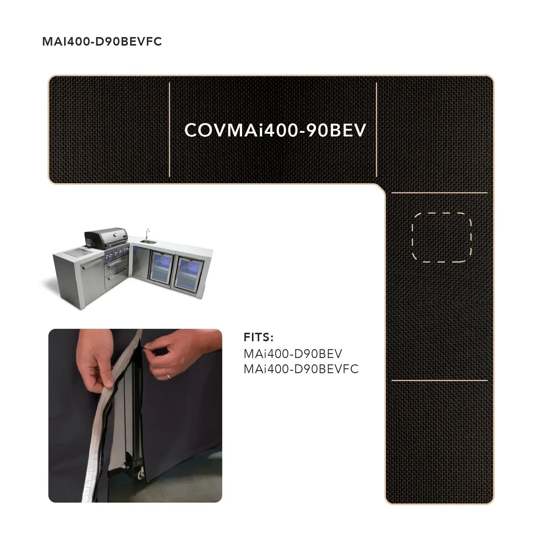 Mont Alpi COVMAi400-90BEV - Island Cover For 400 Deluxe 90 Degree Island Grill W/ Beverage Center  - Image 2