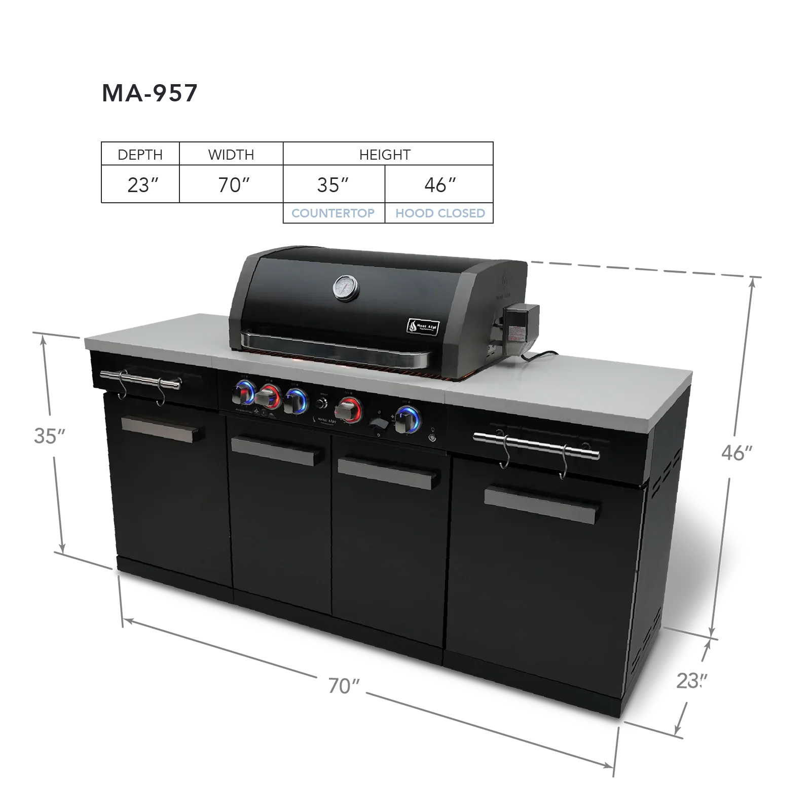 Mont Alpi Compact Series MA-957 - 6 Ft Propane Outdoor Kitchen Island in Black Stainless Steel  - Image 2