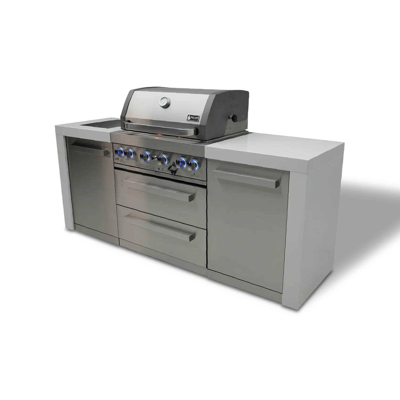 Mont Alpi Deluxe Series MAi400-D - 7 Ft Propane Outdoor Kitchen Island w/ Side Burner 
