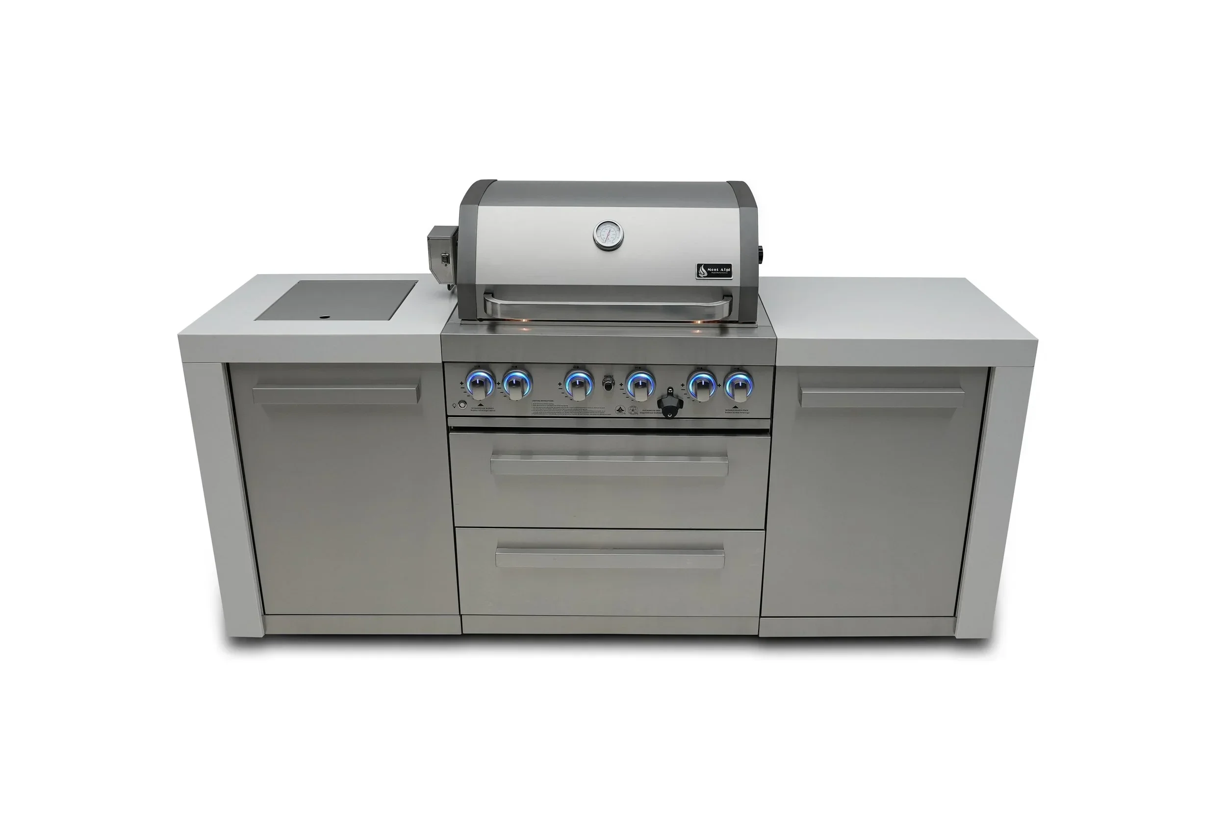 Mont Alpi Deluxe Series MAi400-D - 7 Ft Propane Outdoor Kitchen Island w/ Side Burner  - Image 2