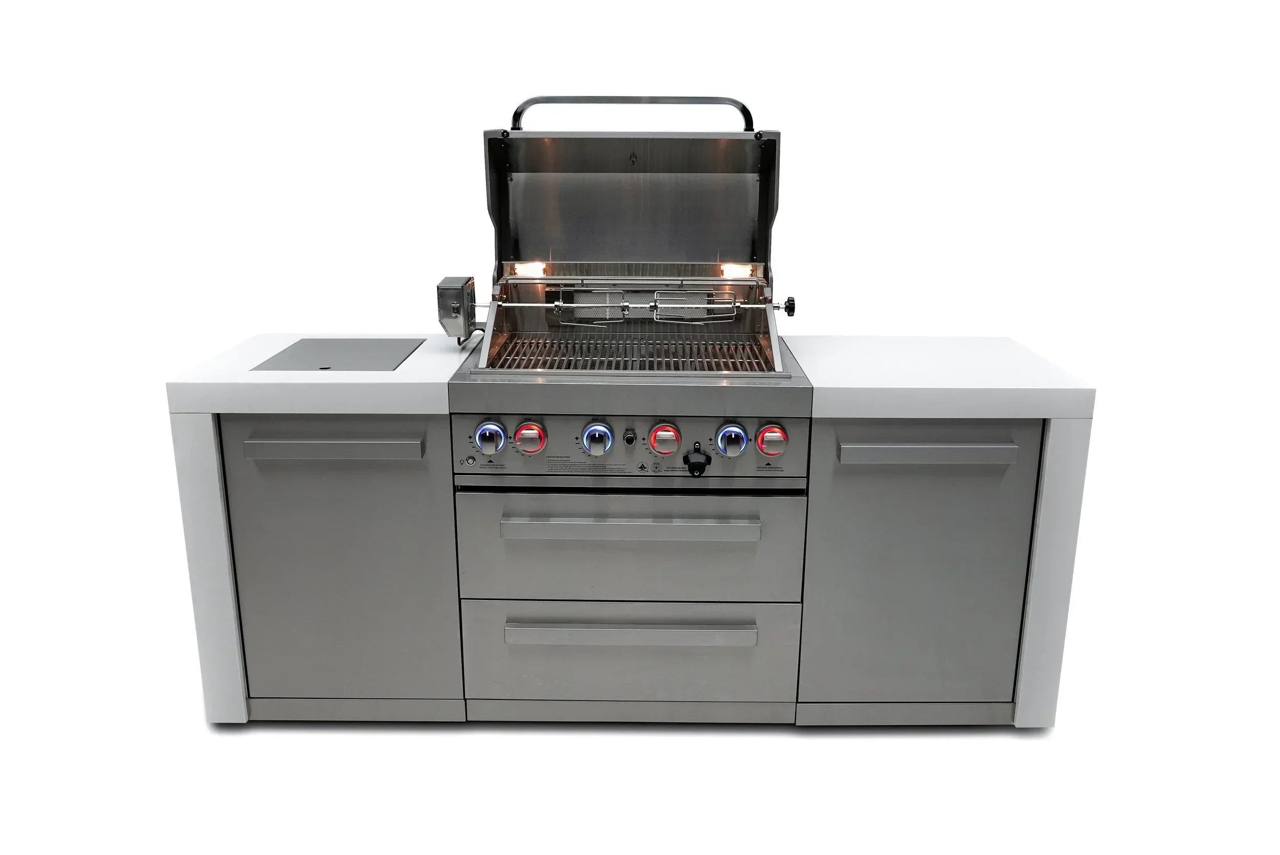 Mont Alpi Deluxe Series MAi400-D - 7 Ft Propane Outdoor Kitchen Island w/ Side Burner  - Image 3