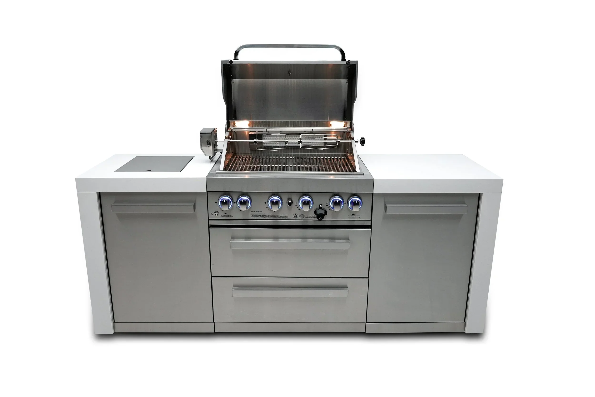 Mont Alpi Deluxe Series MAi400-D - 7 Ft Propane Outdoor Kitchen Island w/ Side Burner  - Image 4