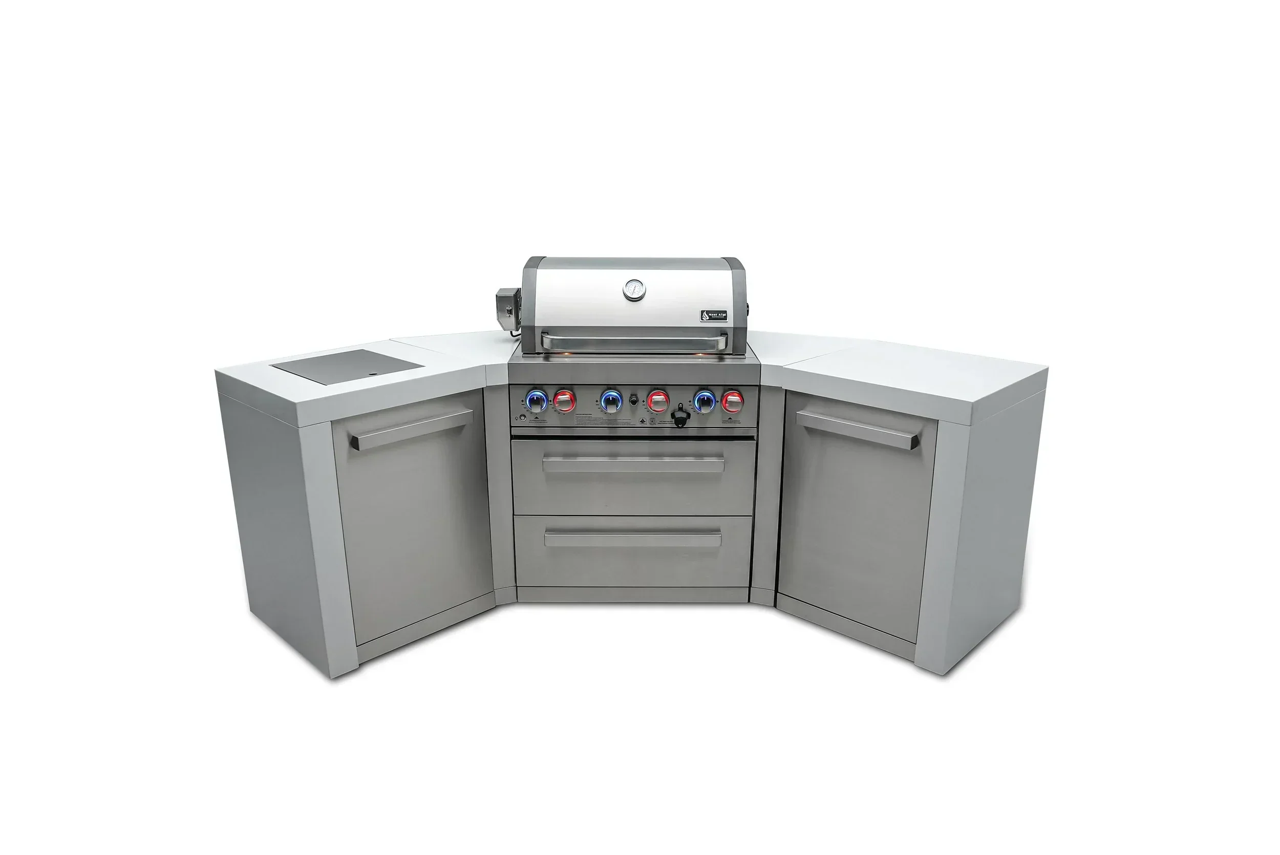 Mont Alpi Deluxe Series MAi400-D45 - 7.5 Ft U-Shaped Propane Outdoor Kitchen Island w/ Side Burner - Image 3