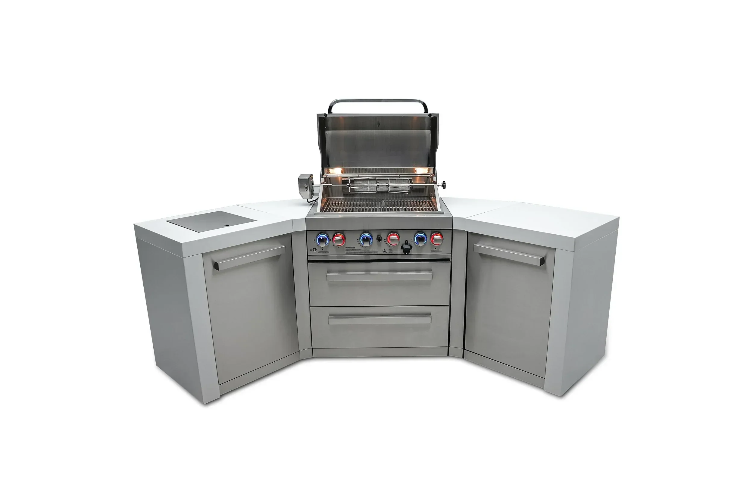 Mont Alpi Deluxe Series MAi400-D45 - 7.5 Ft U-Shaped Propane Outdoor Kitchen Island w/ Side Burner - Image 4