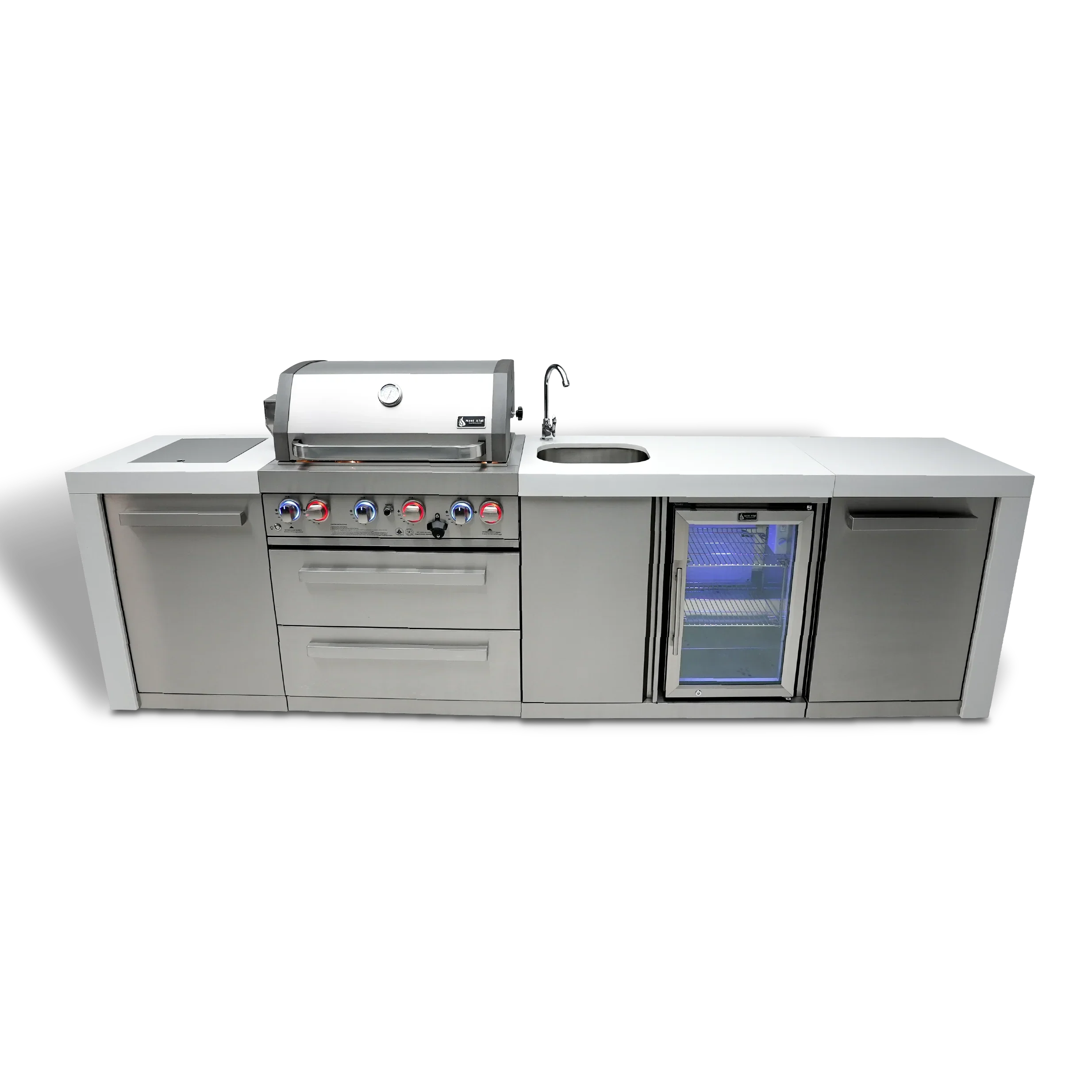 Mont Alpi Deluxe Series MAi400-DBEV - 10 Ft Propane Outdoor Kitchen Island w/ Beverage Center