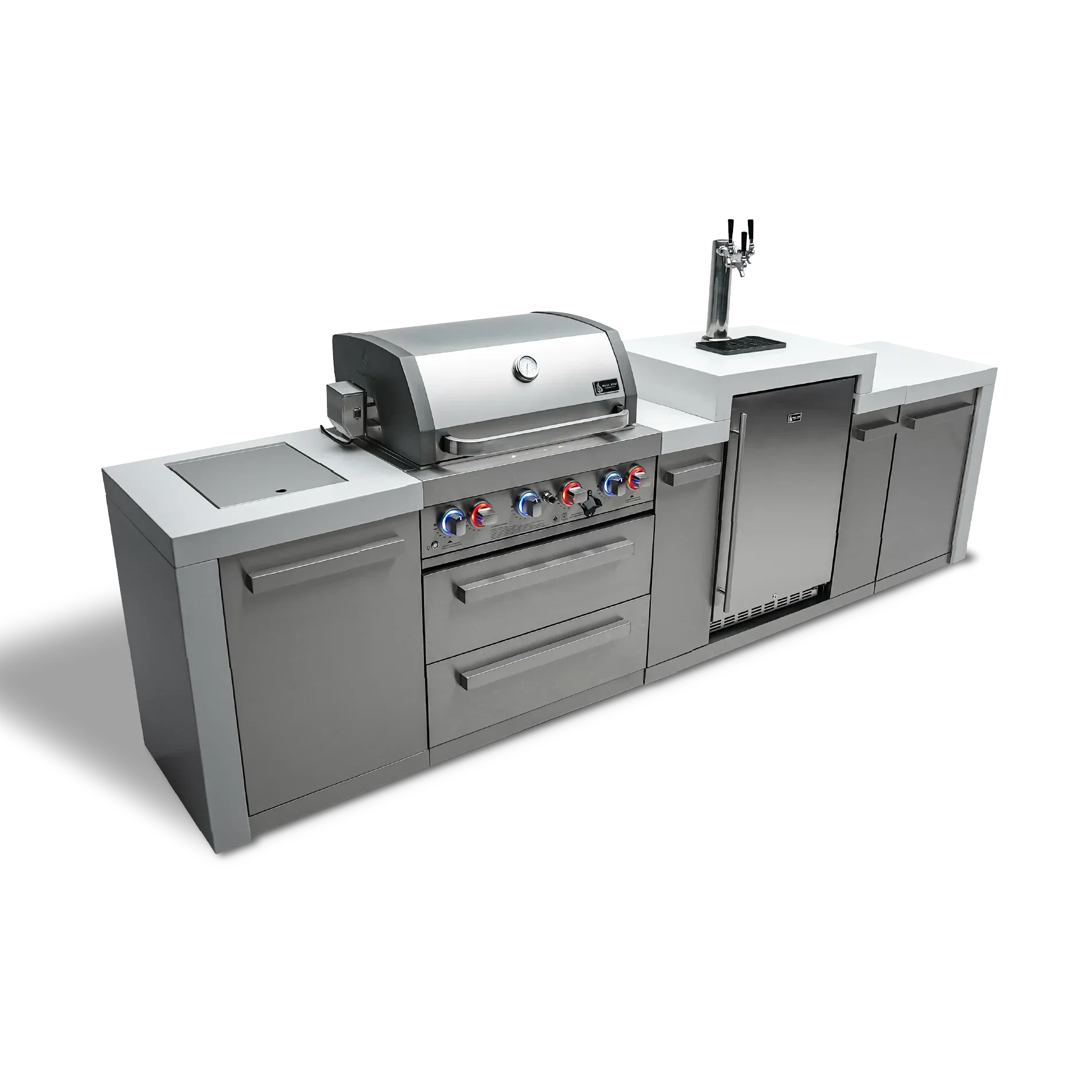 Mont Alpi Deluxe Series MAi400-DKEG 4-Burner Deluxe Island with Kegerator Propane Gas Grill