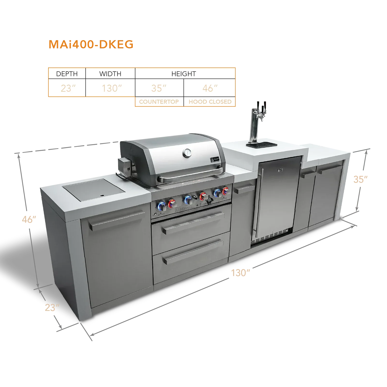 Mont Alpi Deluxe Series MAi400-DKEG 4-Burner Deluxe Island with Kegerator Propane Gas Grill - Image 2