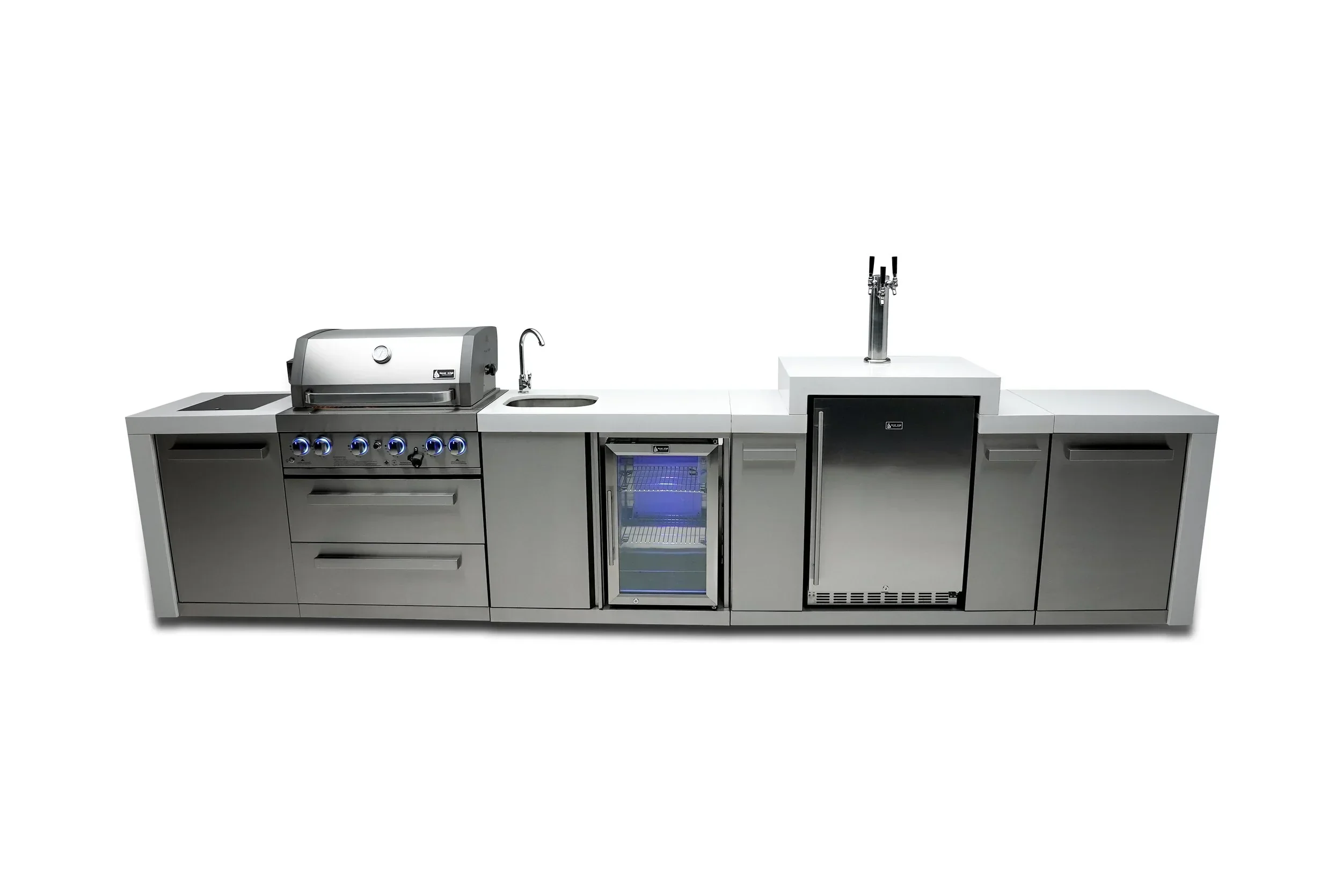 Mont Alpi Deluxe Series MAi400-DKEGBEV - 14 Ft Propane Outdoor Kitchen Island w/ Side Burner, Beverage Center, & Kegerator  - Image 4