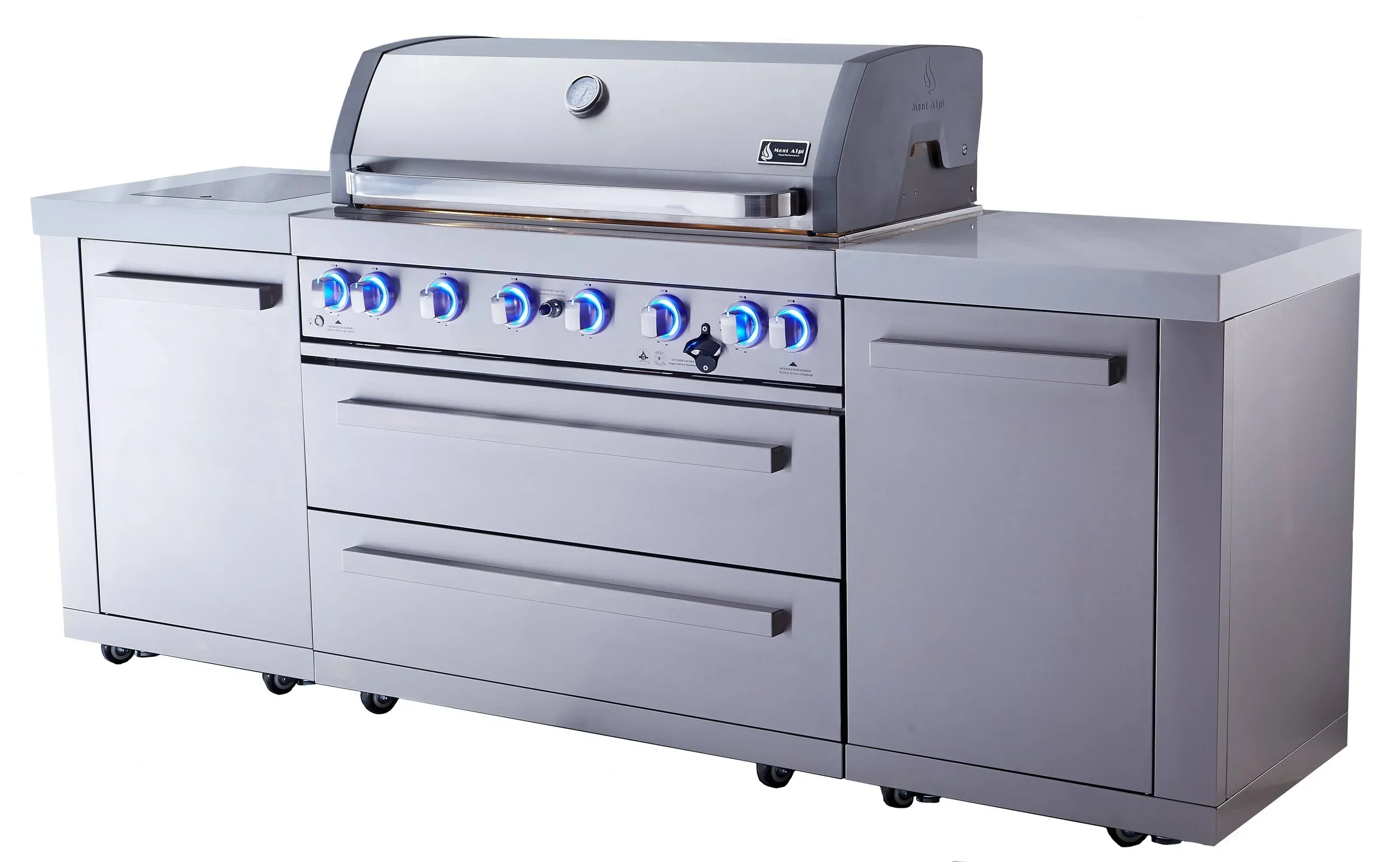 Mont Alpi Original Series MAi805 - 8 Ft Propane Outdoor Kitchen Island w/ Side Burner - Image 3