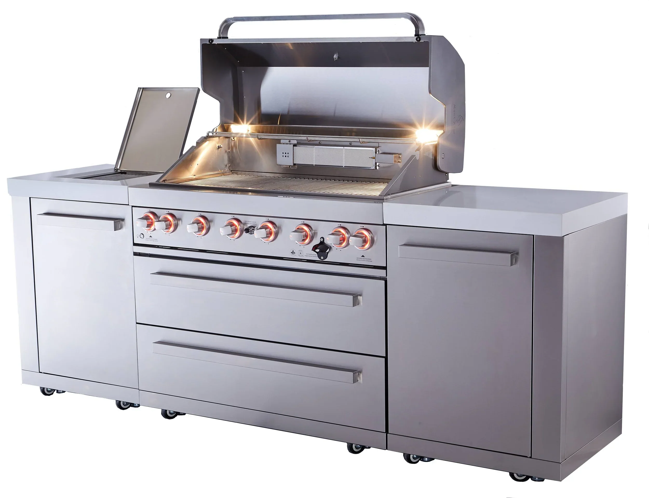 Mont Alpi Original Series MAi805 - 8 Ft Propane Outdoor Kitchen Island w/ Side Burner - Image 4