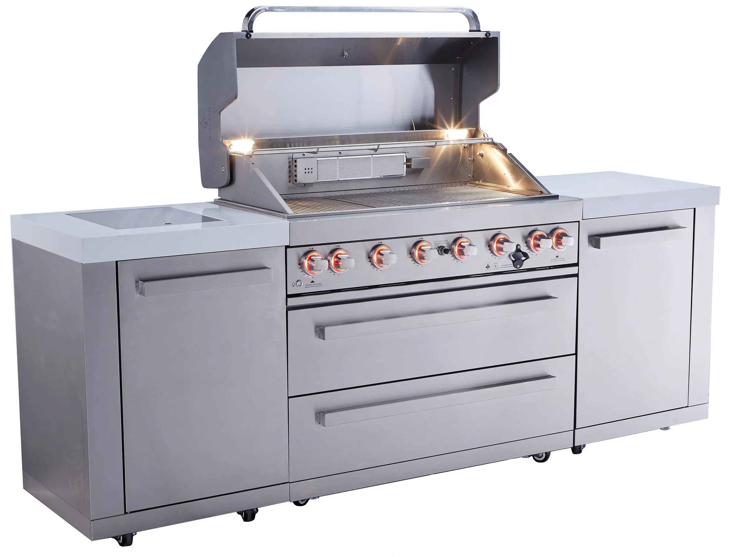Mont Alpi Original Series MAi805 - 8 Ft Propane Outdoor Kitchen Island w/ Side Burner - Image 5
