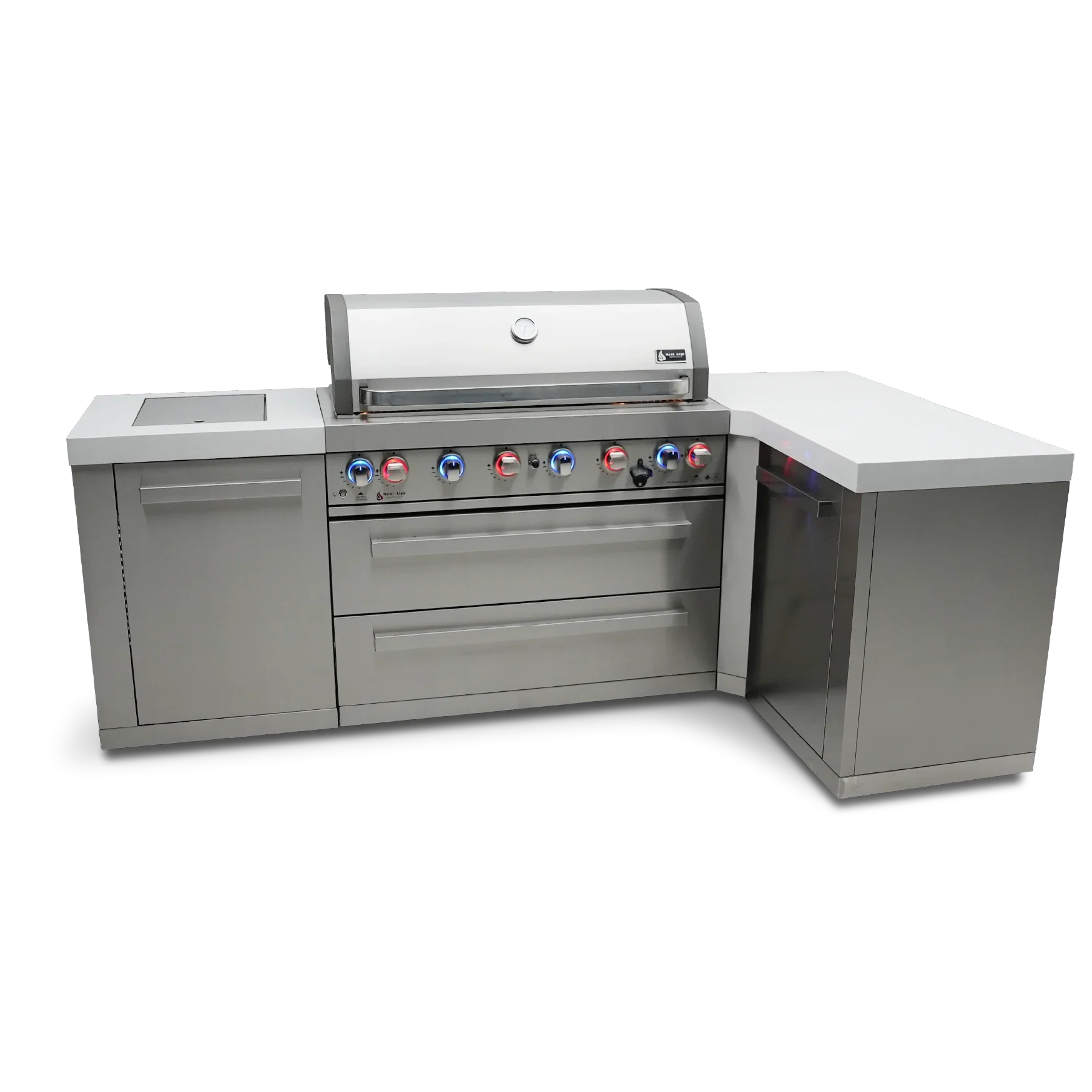 Mont Alpi Original Series MAi805-90 - 8 Ft L-Shaped Propane Outdoor Kitchen Island w/ Side Burner - Image 3