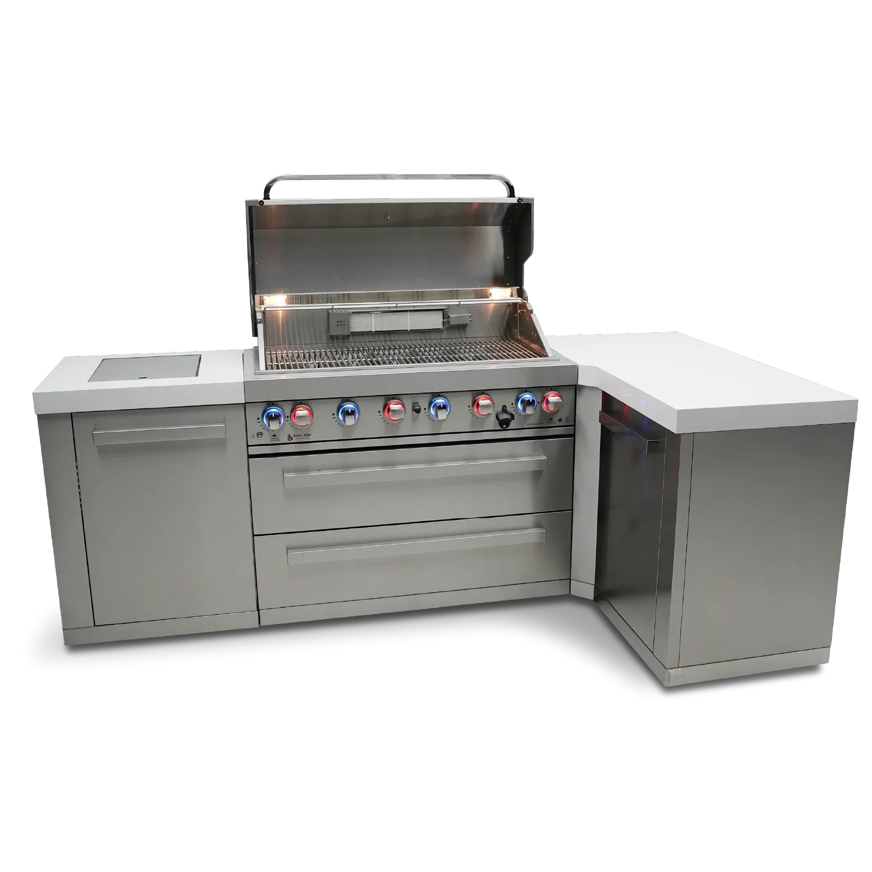 Mont Alpi Original Series MAi805-90 - 8 Ft L-Shaped Propane Outdoor Kitchen Island w/ Side Burner - Image 4