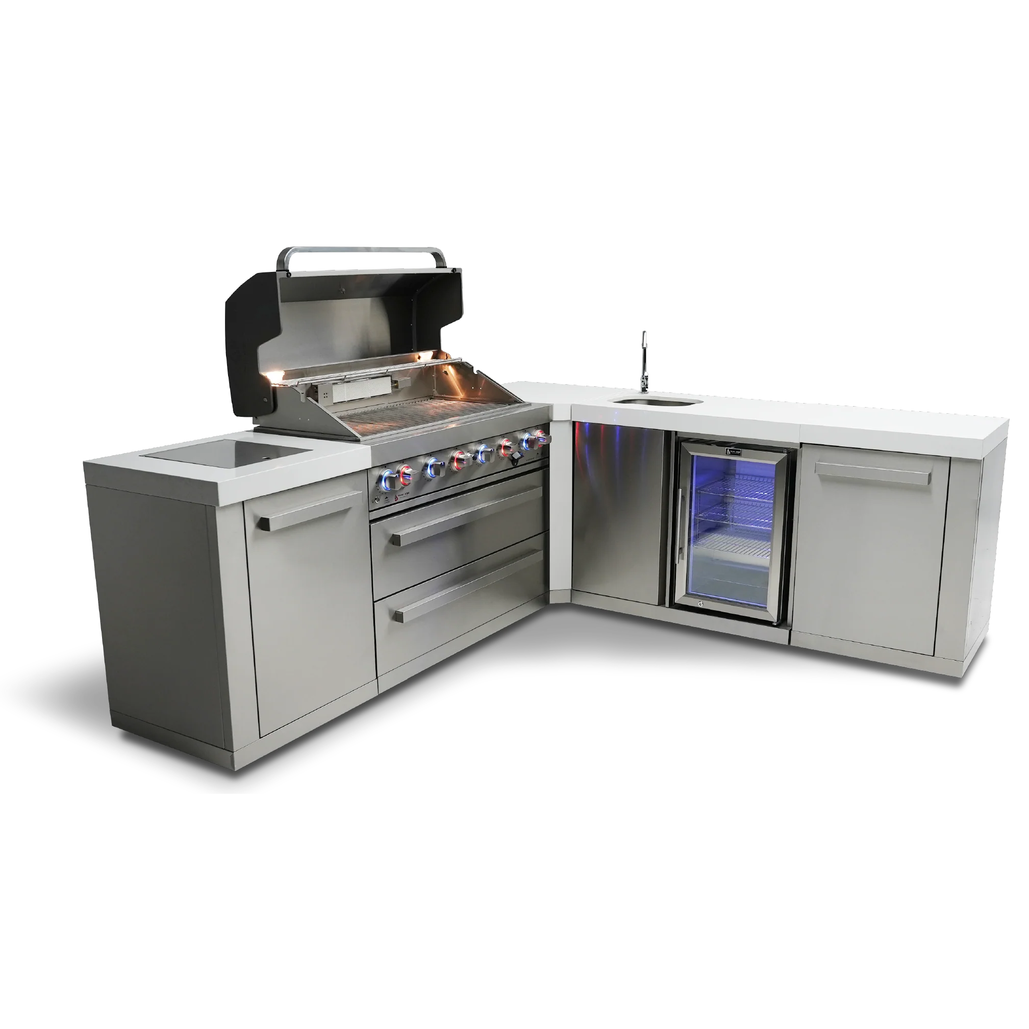 Mont Alpi Original Series MAi805-90BEV - 8 Ft L-Shaped Propane Outdoor Kitchen Island w/ Side Burner & Beverage Center  - Image 3