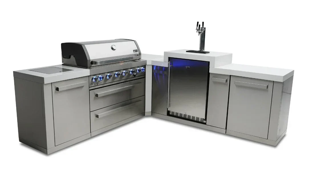 Mont Alpi Original Series MAi805-90KEG - 8 Ft L-Shaped Propane Outdoor Kitchen Island w/ Side Burner & Kegerator  - Image 3