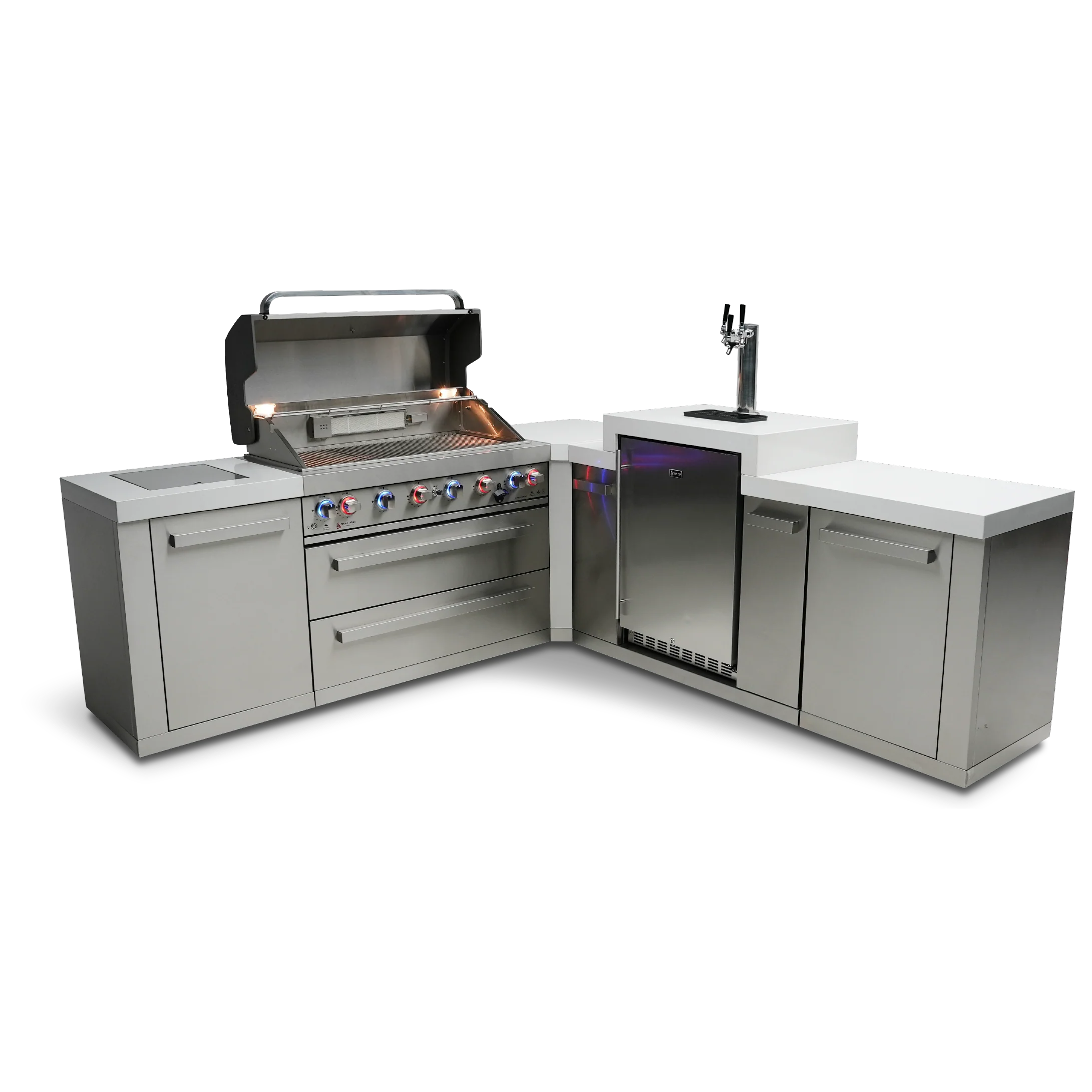 Mont Alpi Original Series MAi805-90KEG - 8 Ft L-Shaped Propane Outdoor Kitchen Island w/ Side Burner & Kegerator  - Image 4