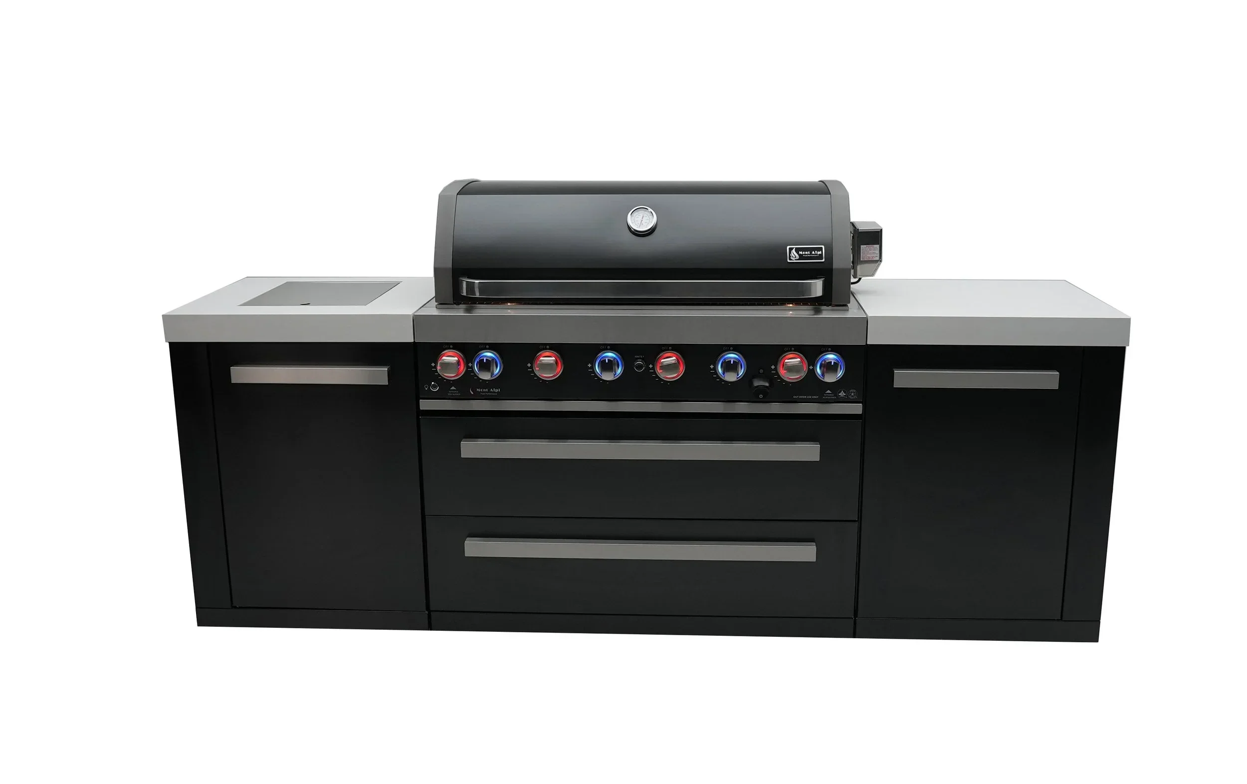 Mont Alpi Black Stainless Series MAi805-BSS - 8 Ft Propane Outdoor Kitchen Island w/ Side Burner - Image 2