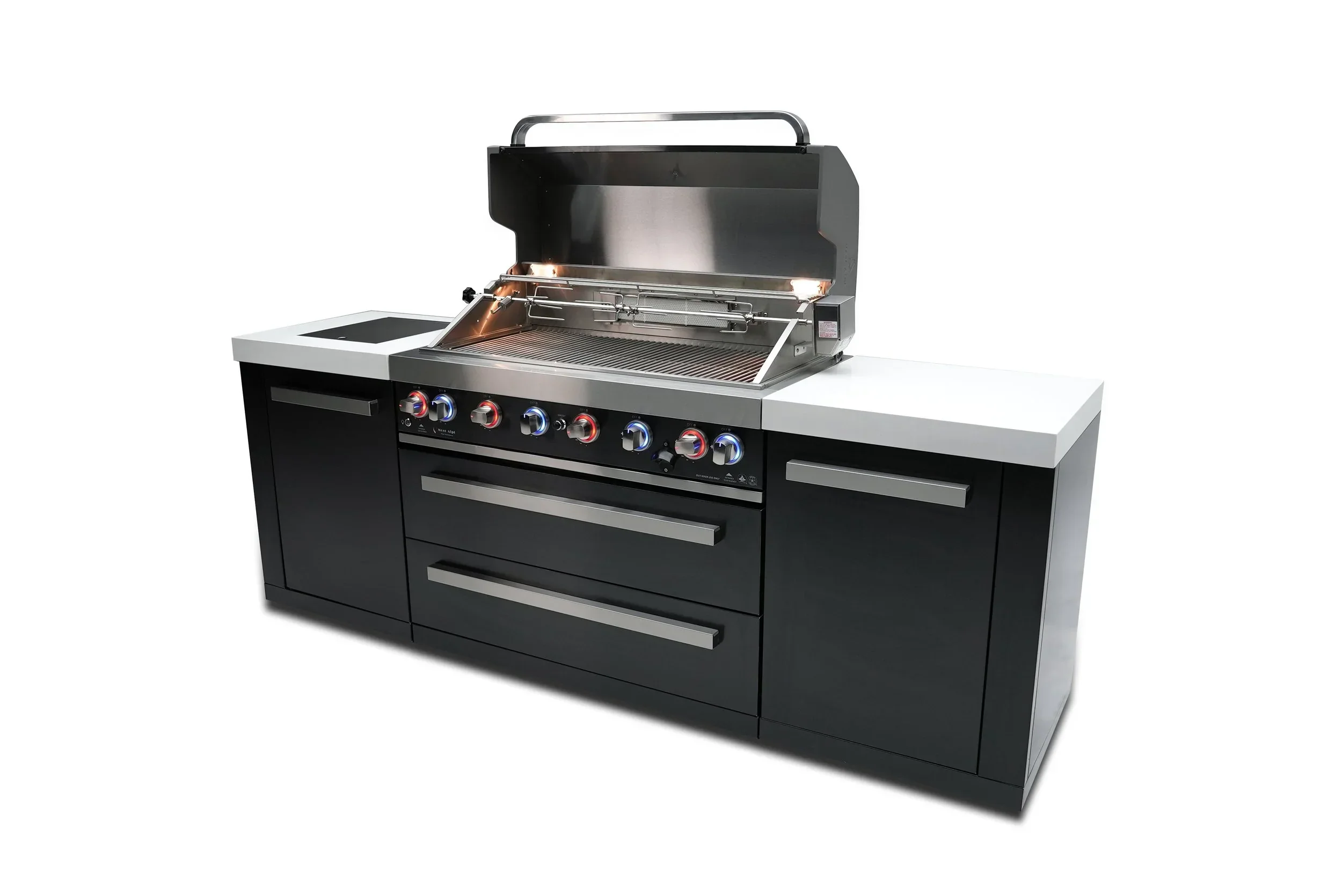 Mont Alpi Black Stainless Series MAi805-BSS - 8 Ft Propane Outdoor Kitchen Island w/ Side Burner - Image 3