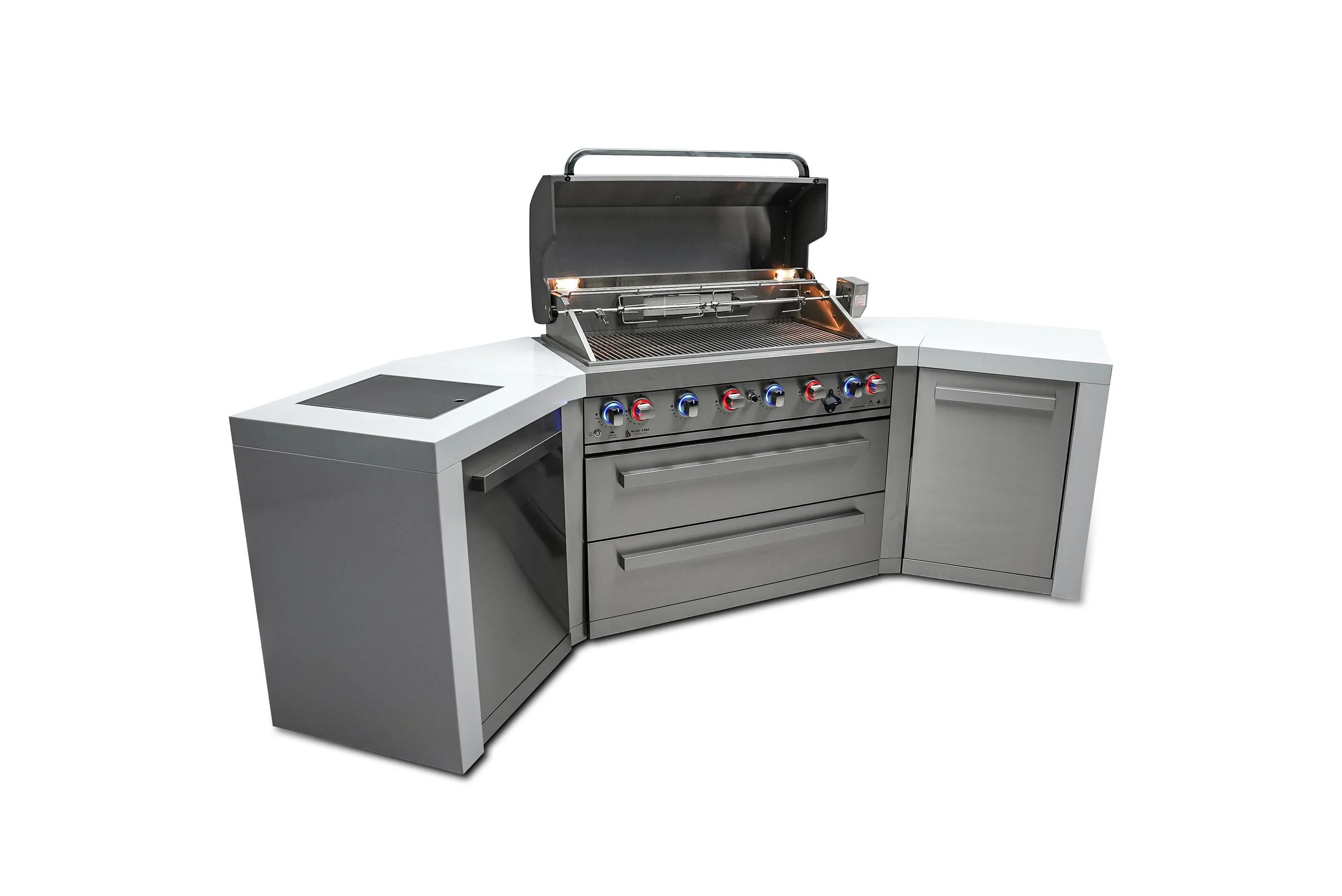 Mont Alpi Deluxe Series MAi805-D45 - 8 Ft U-Shaped Propane Outdoor Kitchen Island w/ Side Burner - Image 5