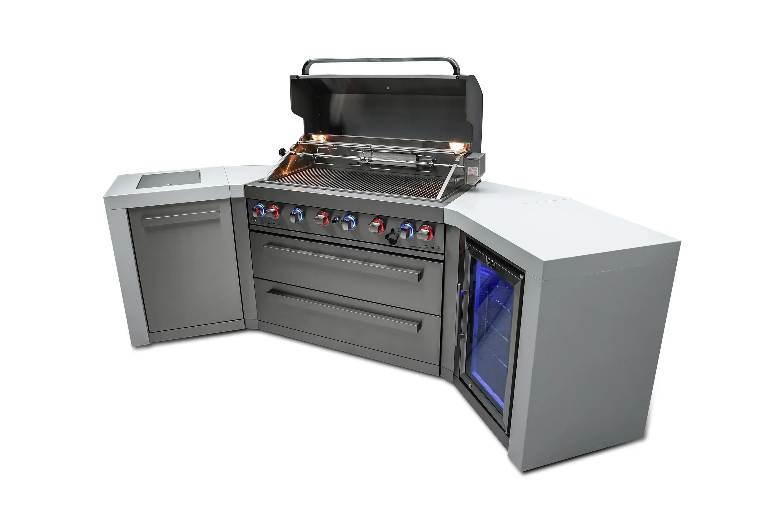 Mont Alpi Deluxe Series MAi805-D45FC - 9.5 Ft U-Shaped Propane Outdoor Kitchen Island w/ Side Burner & Fridge - MAi805 - Image 5