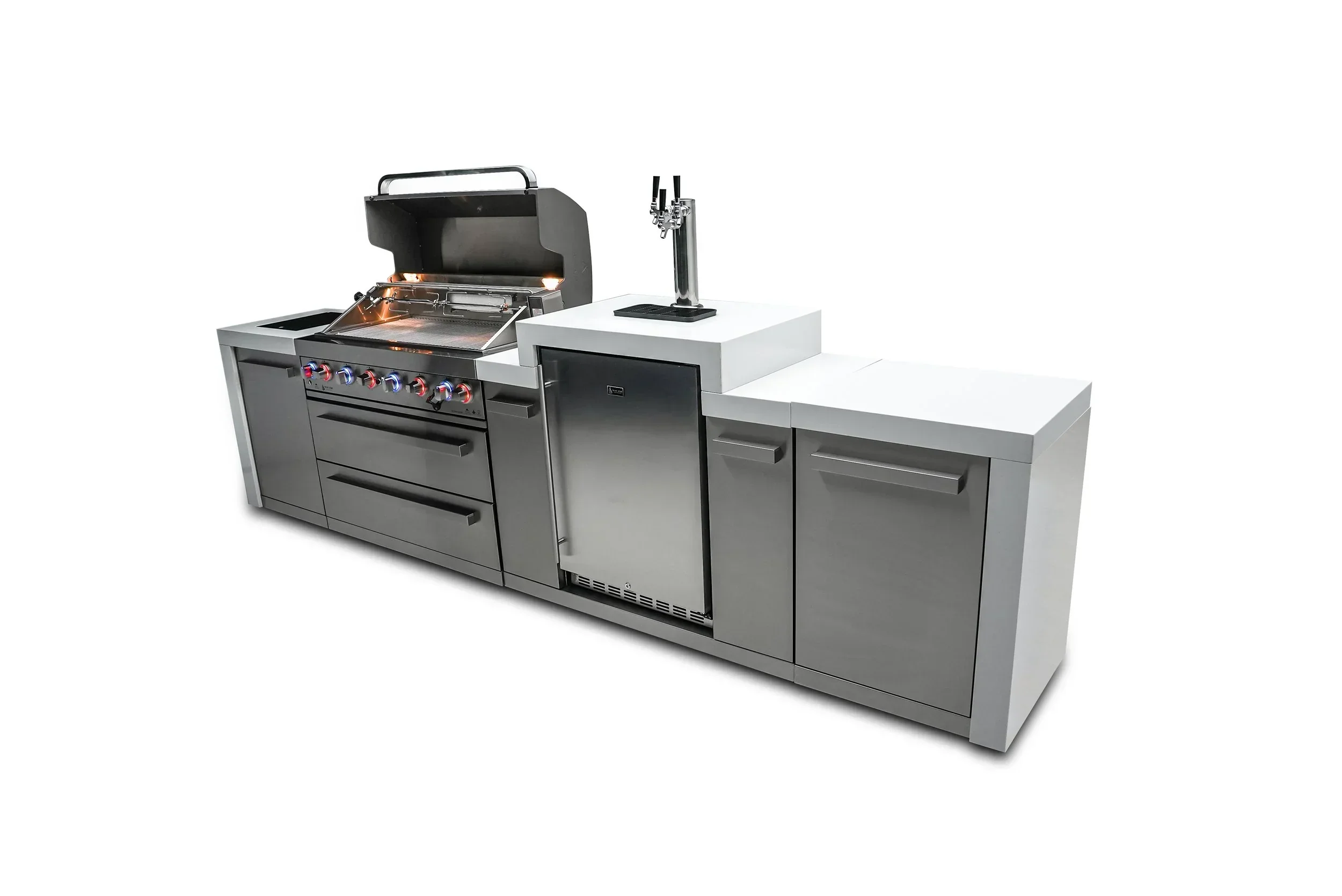 Mont Alpi Deluxe Series MAi805-DKEG - 12 Ft Propane Outdoor Kitchen Island w/ Side Burner & Kegerator - Image 2
