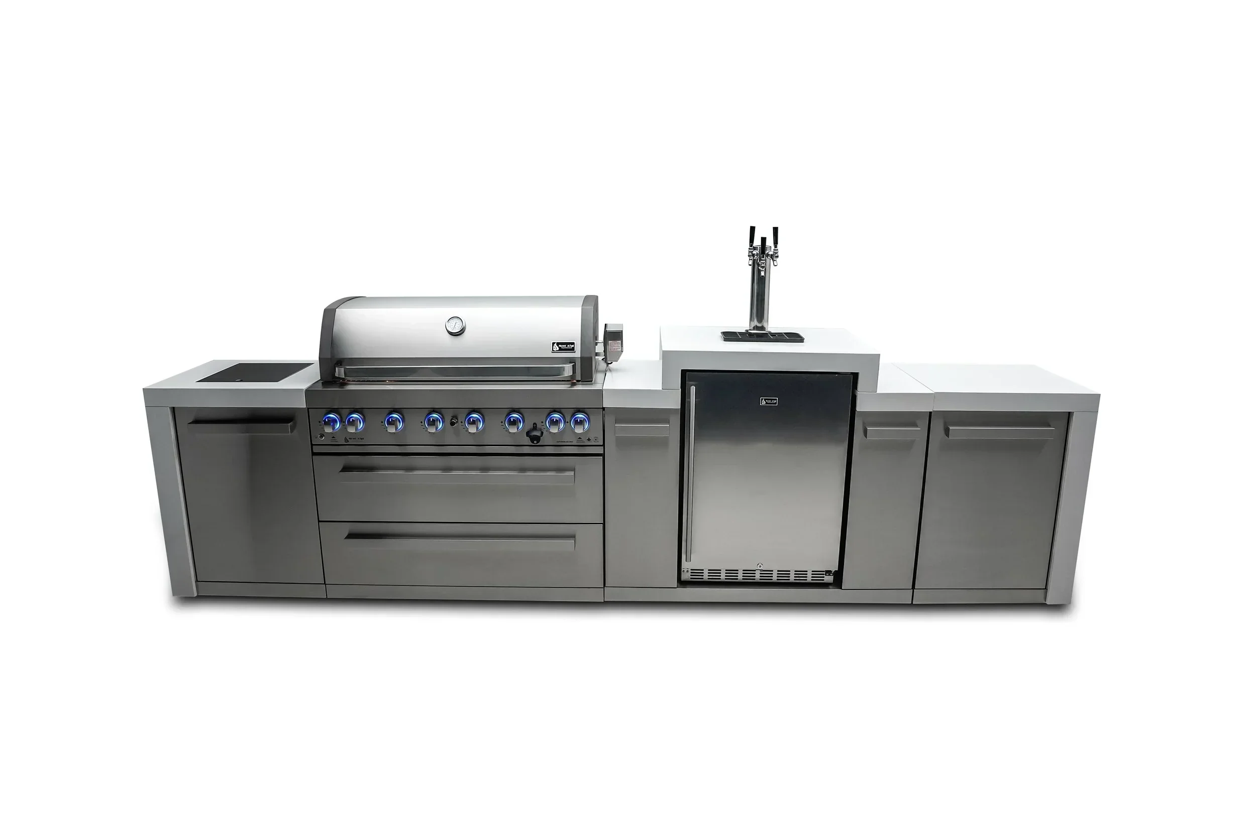 Mont Alpi Deluxe Series MAi805-DKEG - 12 Ft Propane Outdoor Kitchen Island w/ Side Burner & Kegerator - Image 3