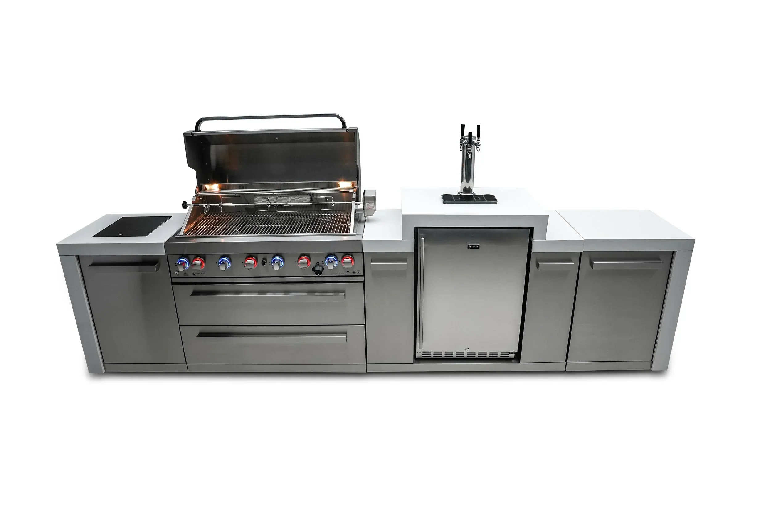 Mont Alpi Deluxe Series MAi805-DKEG - 12 Ft Propane Outdoor Kitchen Island w/ Side Burner & Kegerator - Image 4