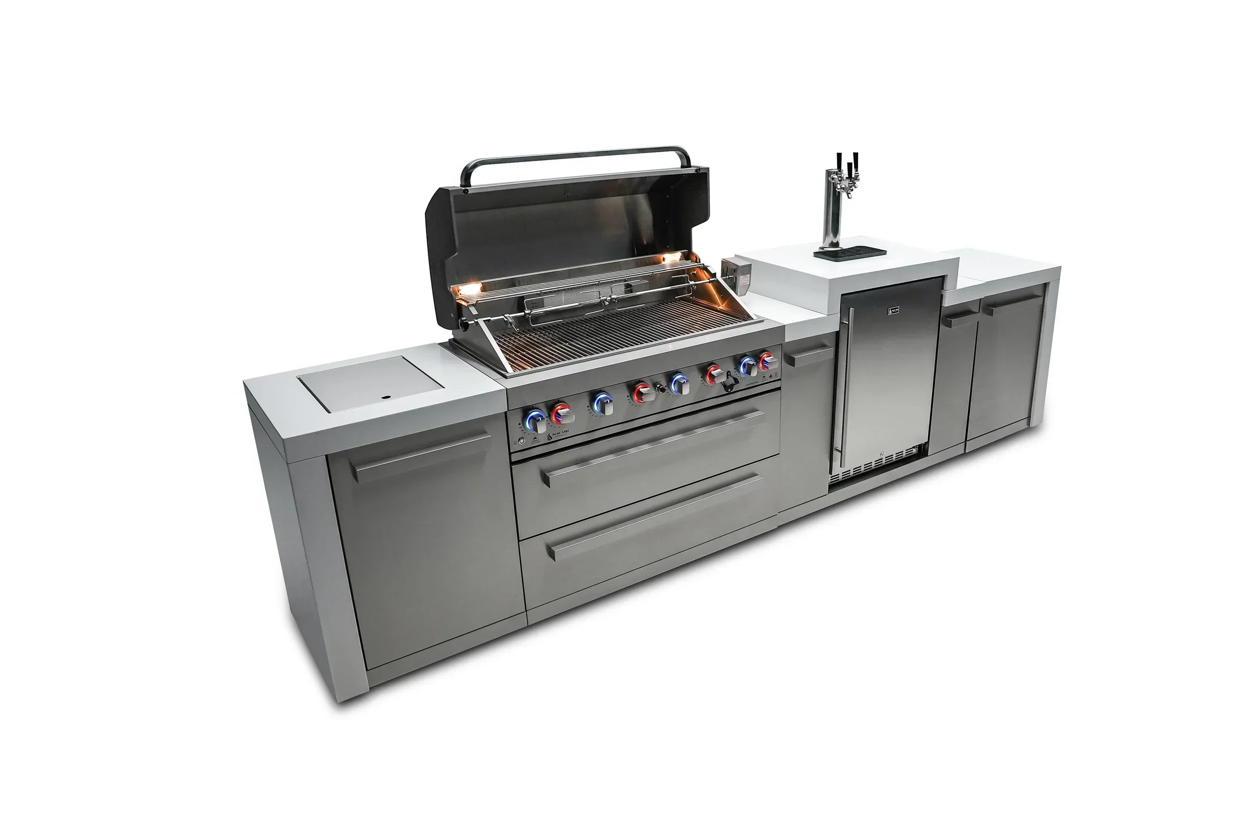 Mont Alpi Deluxe Series MAi805-DKEG - 12 Ft Propane Outdoor Kitchen Island w/ Side Burner & Kegerator - Image 5