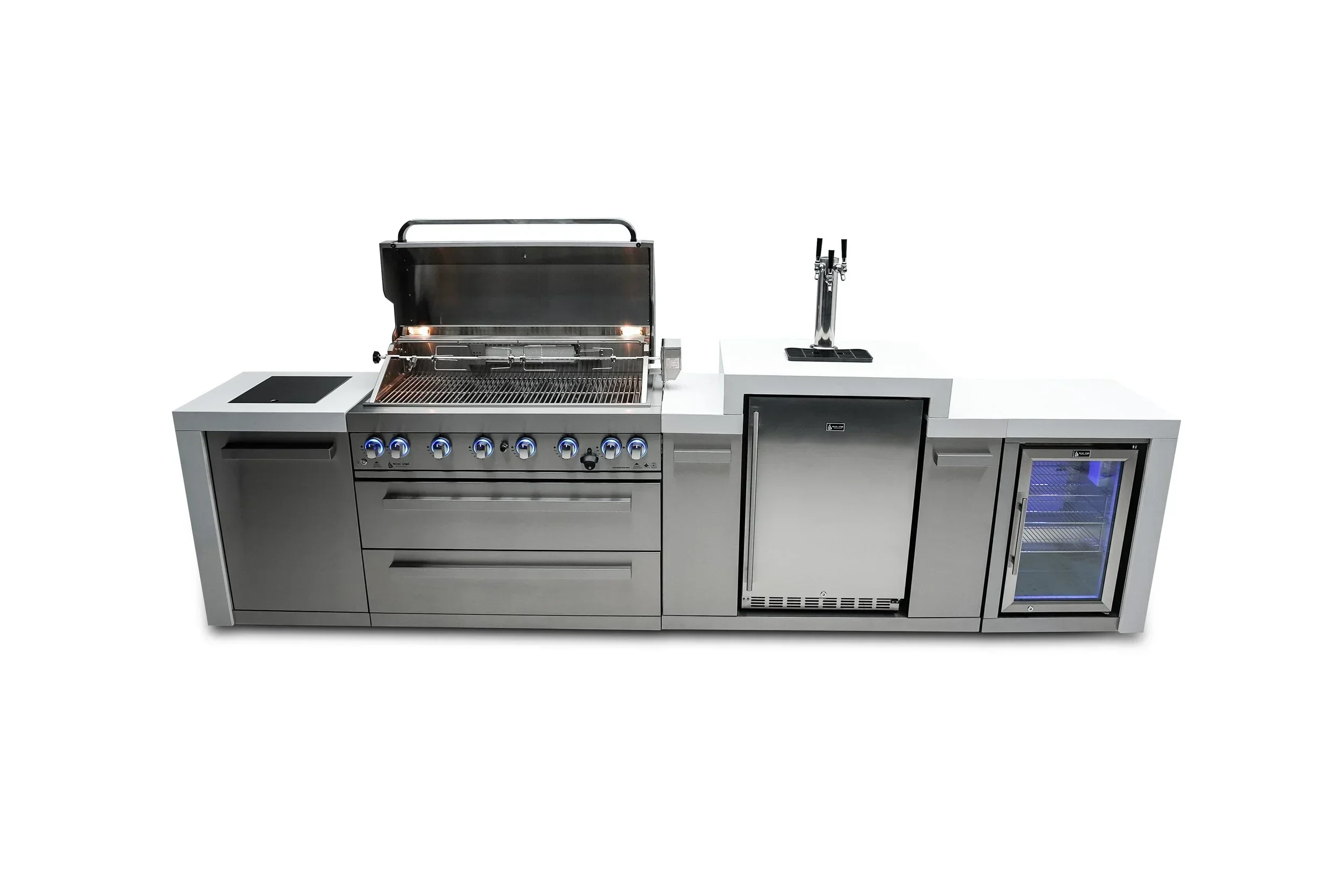 Mont Alpi Deluxe Series MAi805-DKEGFC - 12 Ft Propane Outdoor Kitchen Island w/ Side Burner, Fridge, & Kegerator - Image 5
