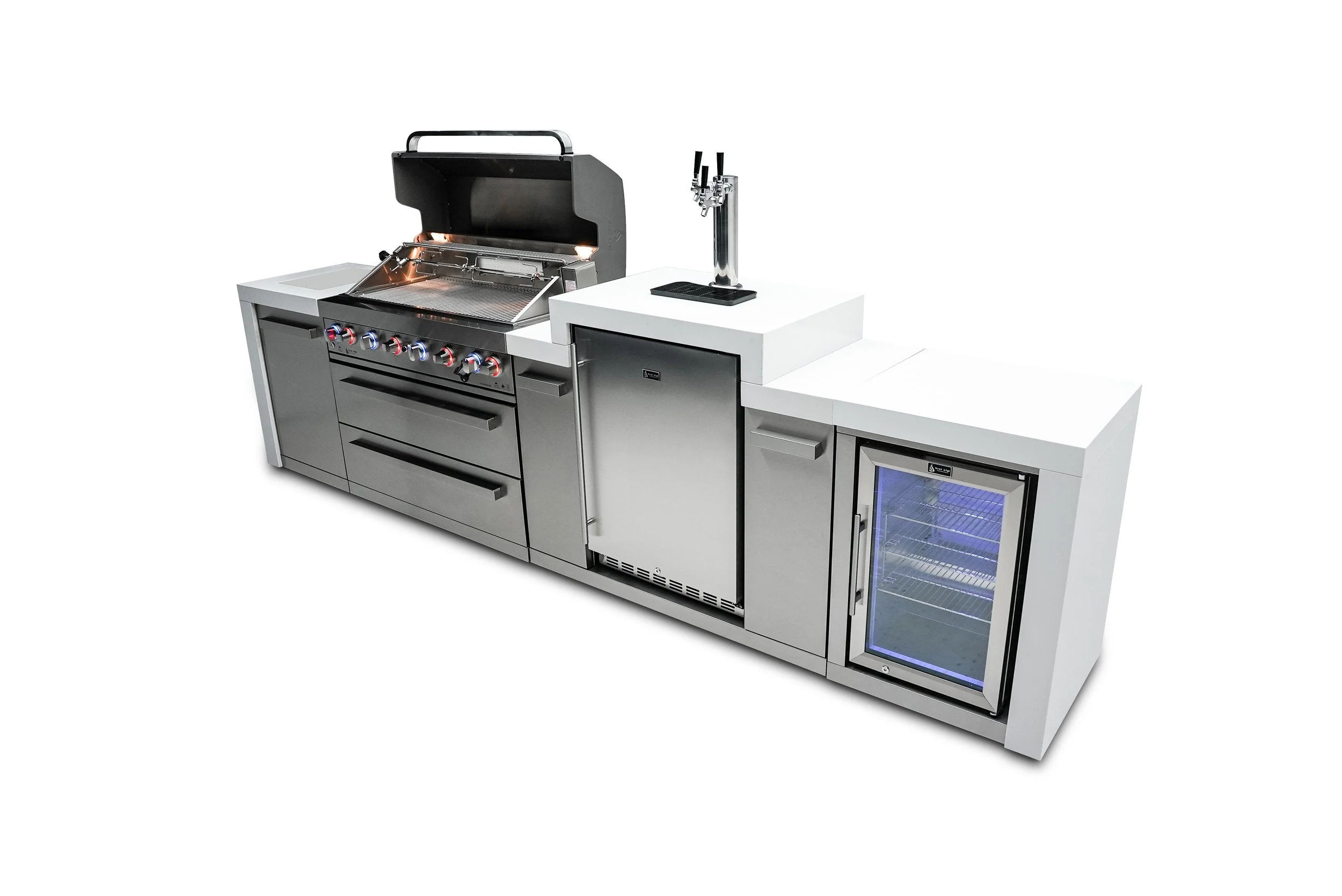 Mont Alpi Deluxe Series MAi805-DKEGFC - 12 Ft Propane Outdoor Kitchen Island w/ Side Burner, Fridge, & Kegerator - Image 7