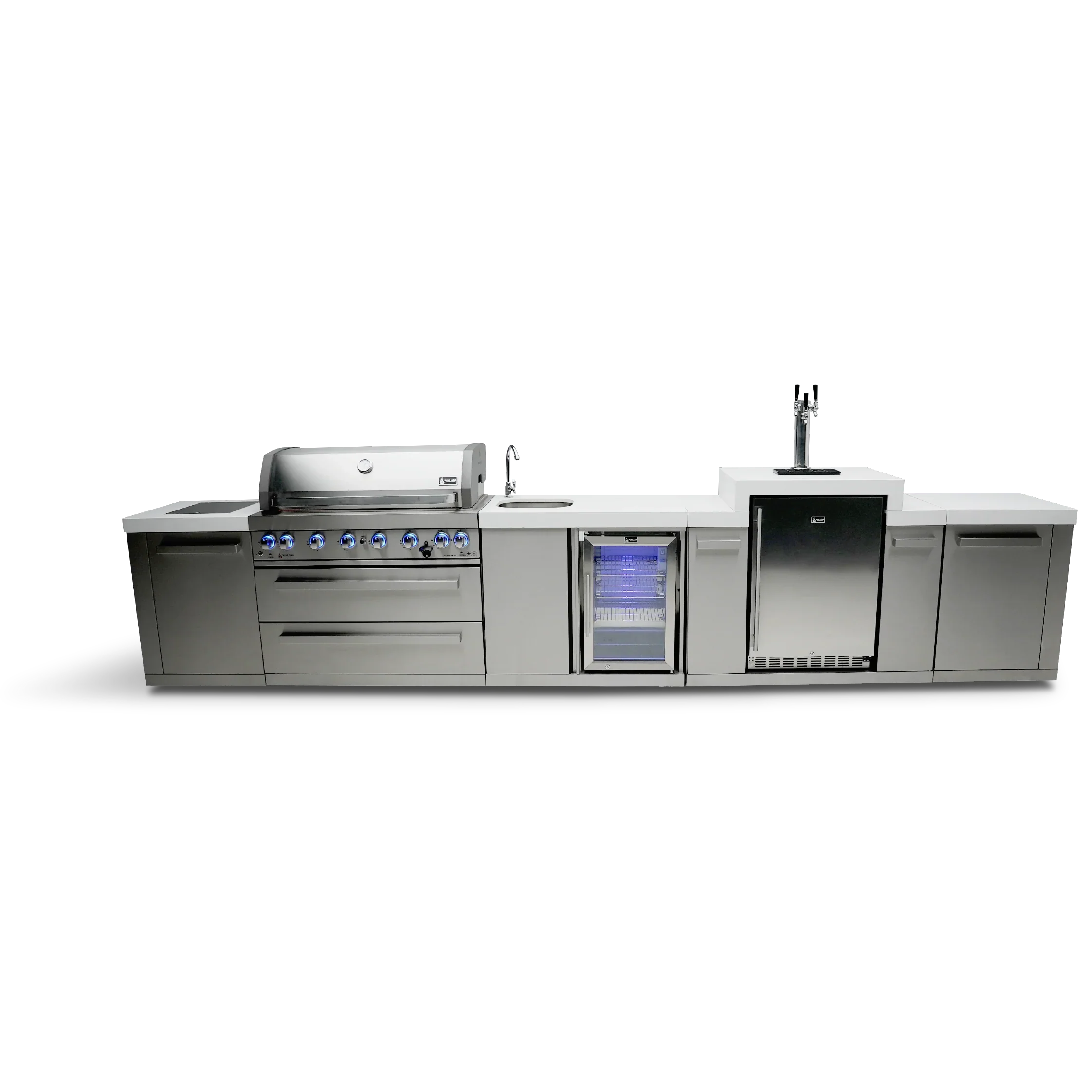 Mont Alpi Original Series MAi805-KEGBEV - 15 Ft Propane Outdoor Kitchen Island w/ Side Burner, Beverage Center, & Kegerator - Image 3