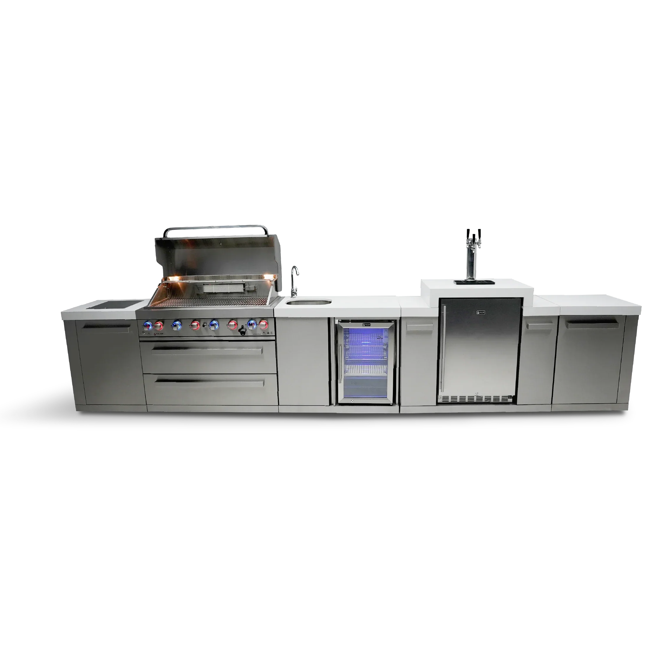 Mont Alpi Original Series MAi805-KEGBEV - 15 Ft Propane Outdoor Kitchen Island w/ Side Burner, Beverage Center, & Kegerator - Image 4
