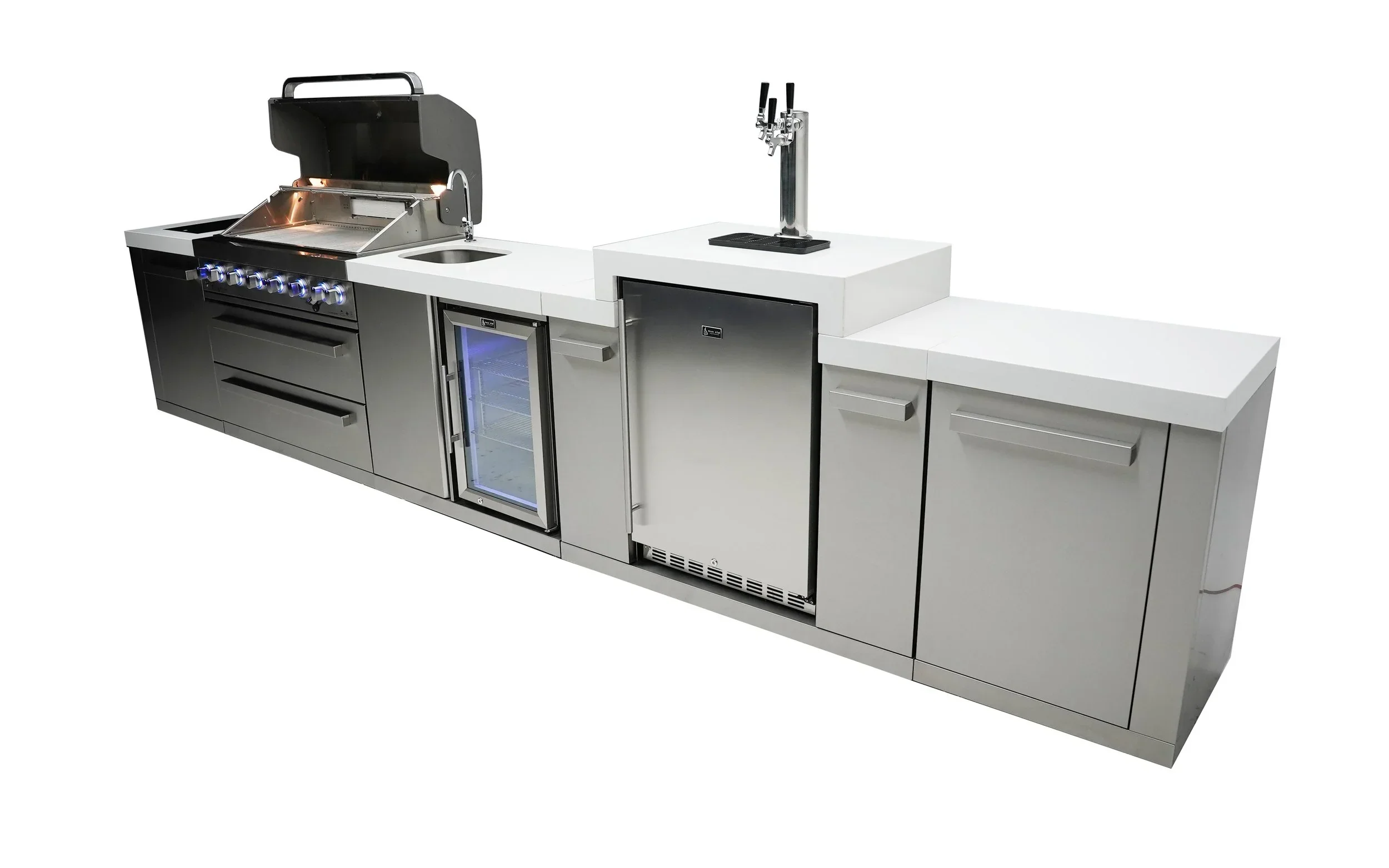 Mont Alpi Original Series MAi805-KEGBEV - 15 Ft Propane Outdoor Kitchen Island w/ Side Burner, Beverage Center, & Kegerator - Image 6