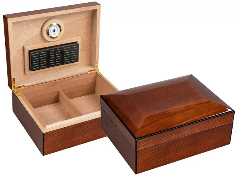 Prestige Import Group Napoli Walnut Burl Desktop Humidor with 75-Cigar High-Gloss Dome