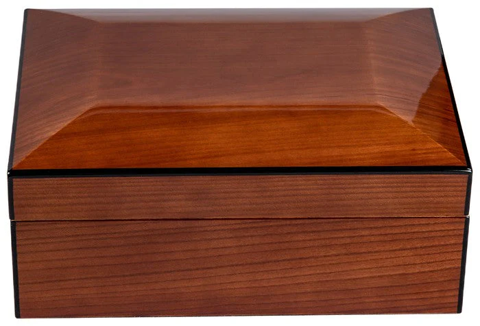 Prestige Import Group Napoli Walnut Burl Desktop Humidor with 75-Cigar High-Gloss Dome - Image 3
