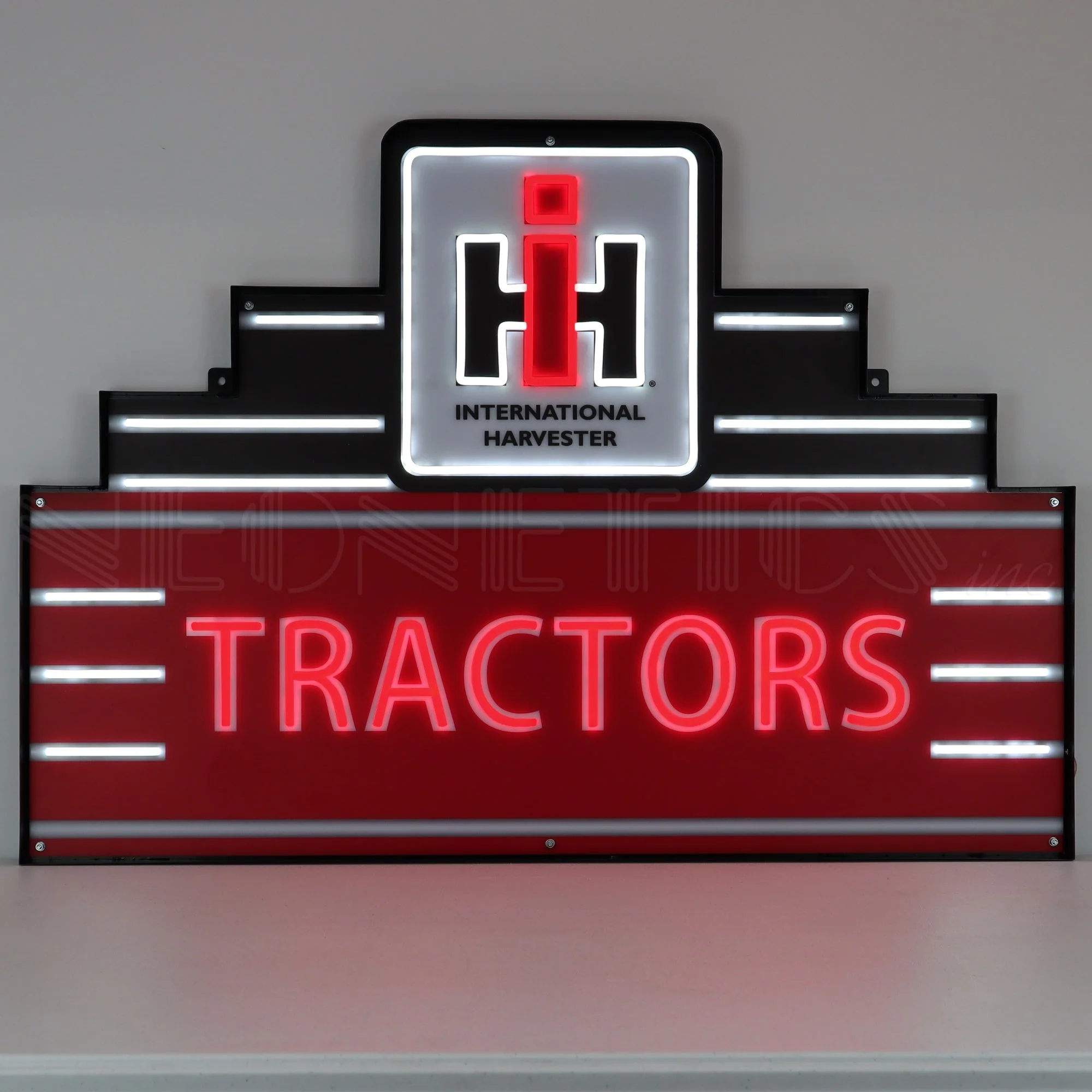 Neonetics Art Deco Marquee International Harvester Tractors LED Flex-Neon Sign In Steel Can - 29ADIHT