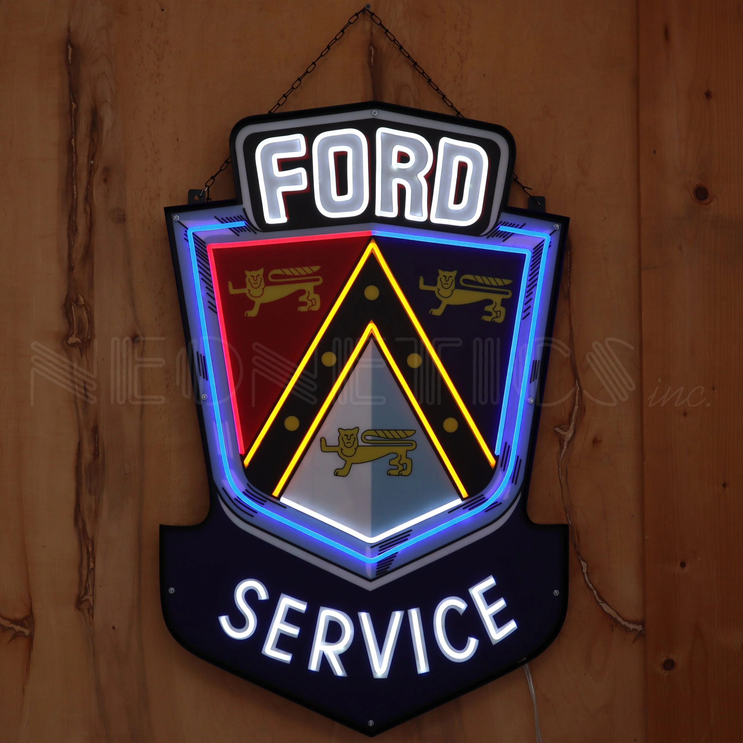 Neonetics 29FRDRT Ford Service Retro Badge LED Flex-Neon Sign Steel Can