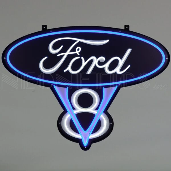 Neonetics Ford V8 LED Flex-Neon Sign In Steel Can - 29FV8BW