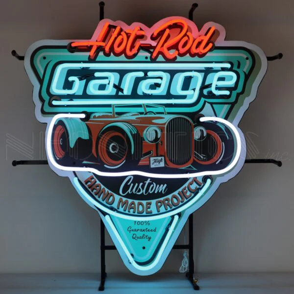 Neonetics Hot Rod Garage Teal Neon Sign With Backing - 5HRGTL