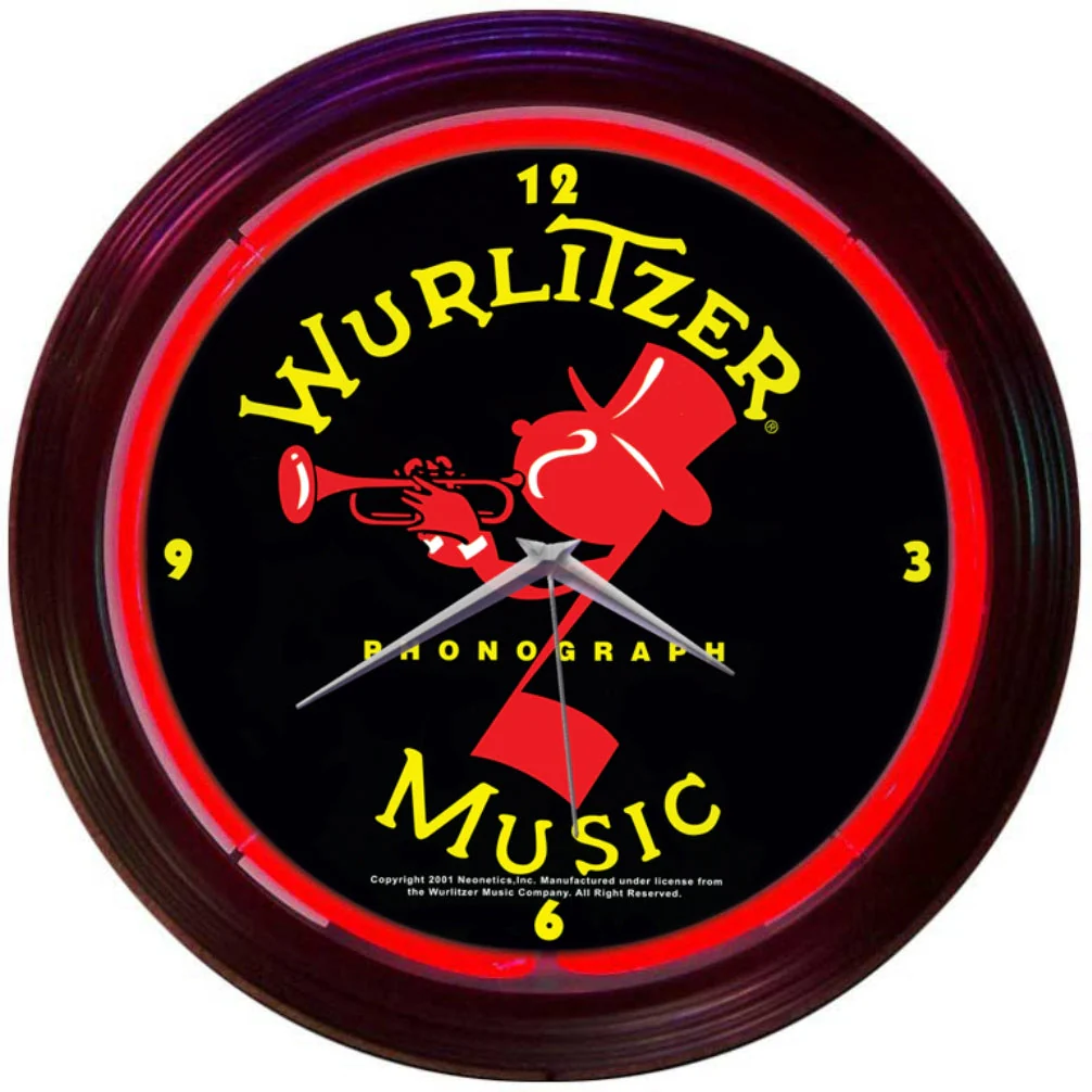 Neonetics 8WURLJ WURLITZER JOHNNY ONE NOTE NEON CLOCK