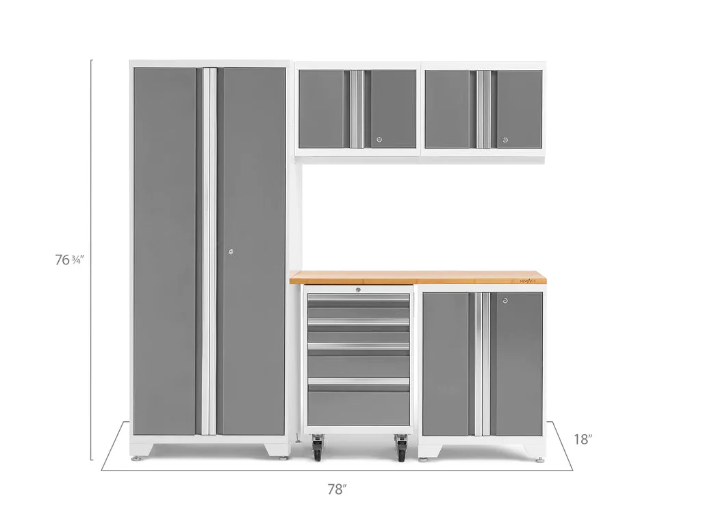 NewAge 3.0 Bold Series 6 Piece Cabinet Set with Tool, Base, Wall Cabinets and 30 in. Locker Bamboo - Image 4