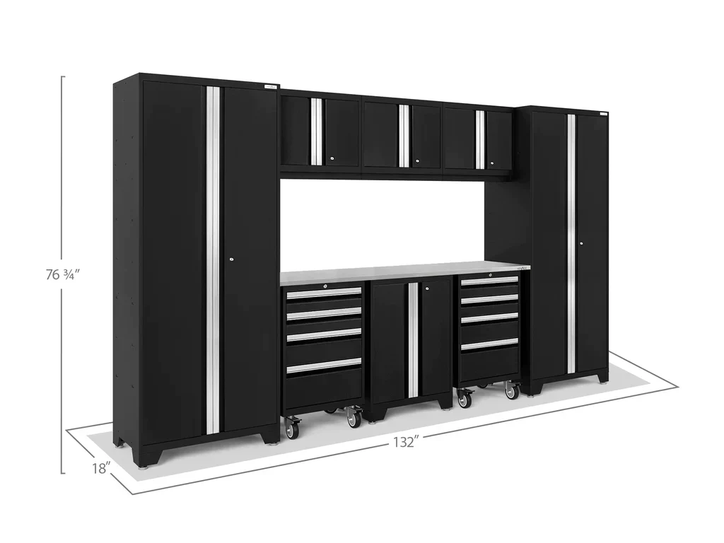 NewAge Bold 3.0 Series 9 Piece Cabinet Set Black with 2 Tool, Base, Wall Cabinets and 30 in. Lockers - 63199 - Image 5
