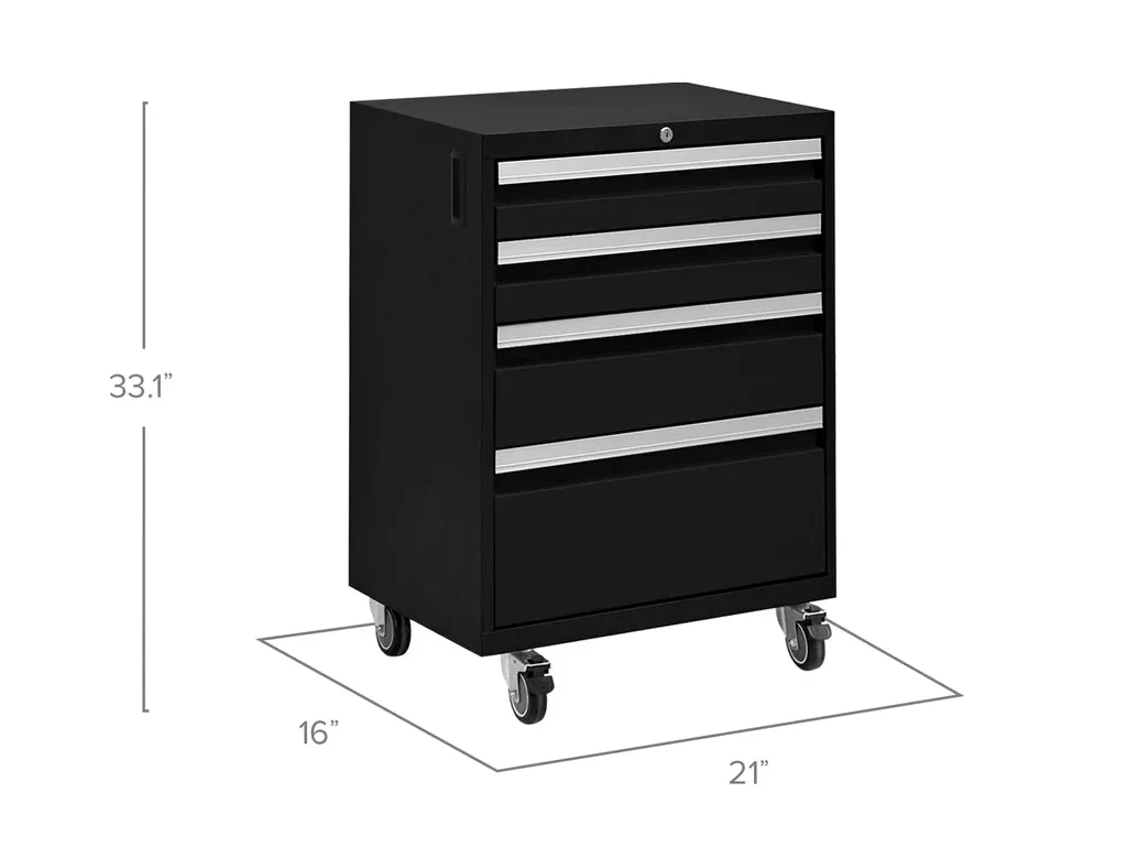 NewAge Products Bold 3.0 Black 4-Drawer Rolling Too - Black - Image 2