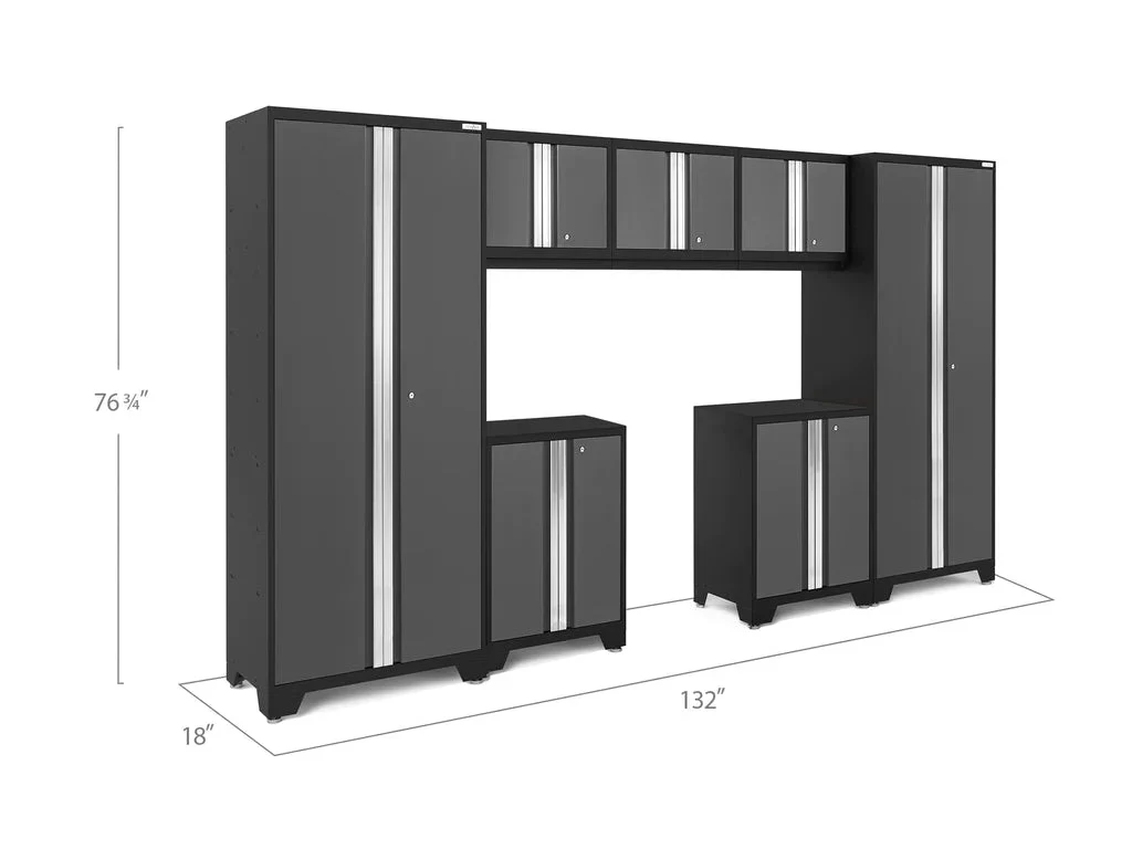 NewAge Bold Series 7 Piece Cabinet Set with Base, Wall Cabinets and 30 in. Lockers - Image 2