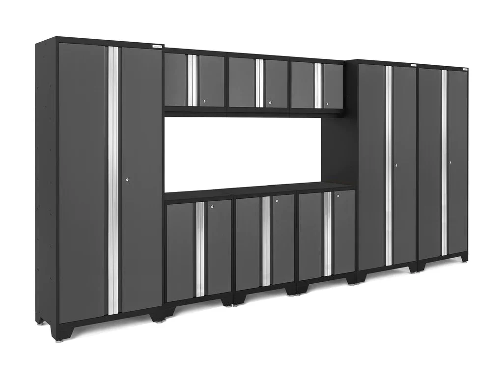 NewAge Bold Series 9 Piece Cabinet Set with Base, Wall Cabinets and 30 in. Lockers