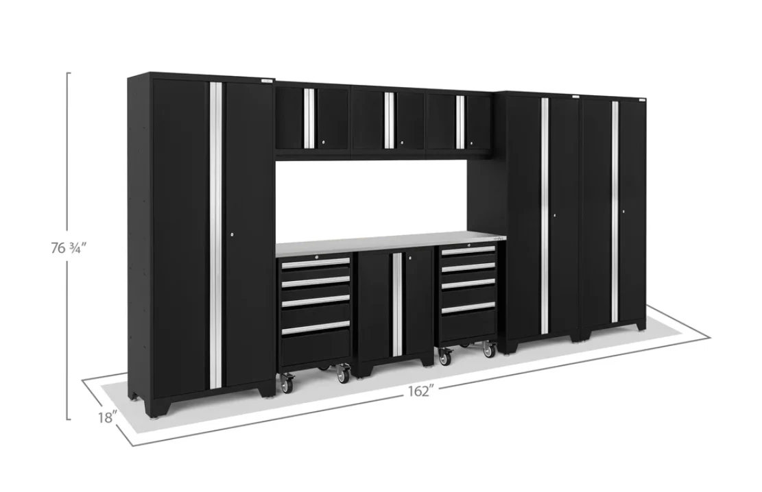NewAge Garage Cabinets BOLD Series Black 10-Piece Set with Stainless Steel Top - 63250 - Image 2