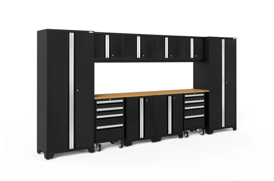 NewAge Garage Cabinets BOLD Series Black 12-Piece Set with Bamboo Top - 63202